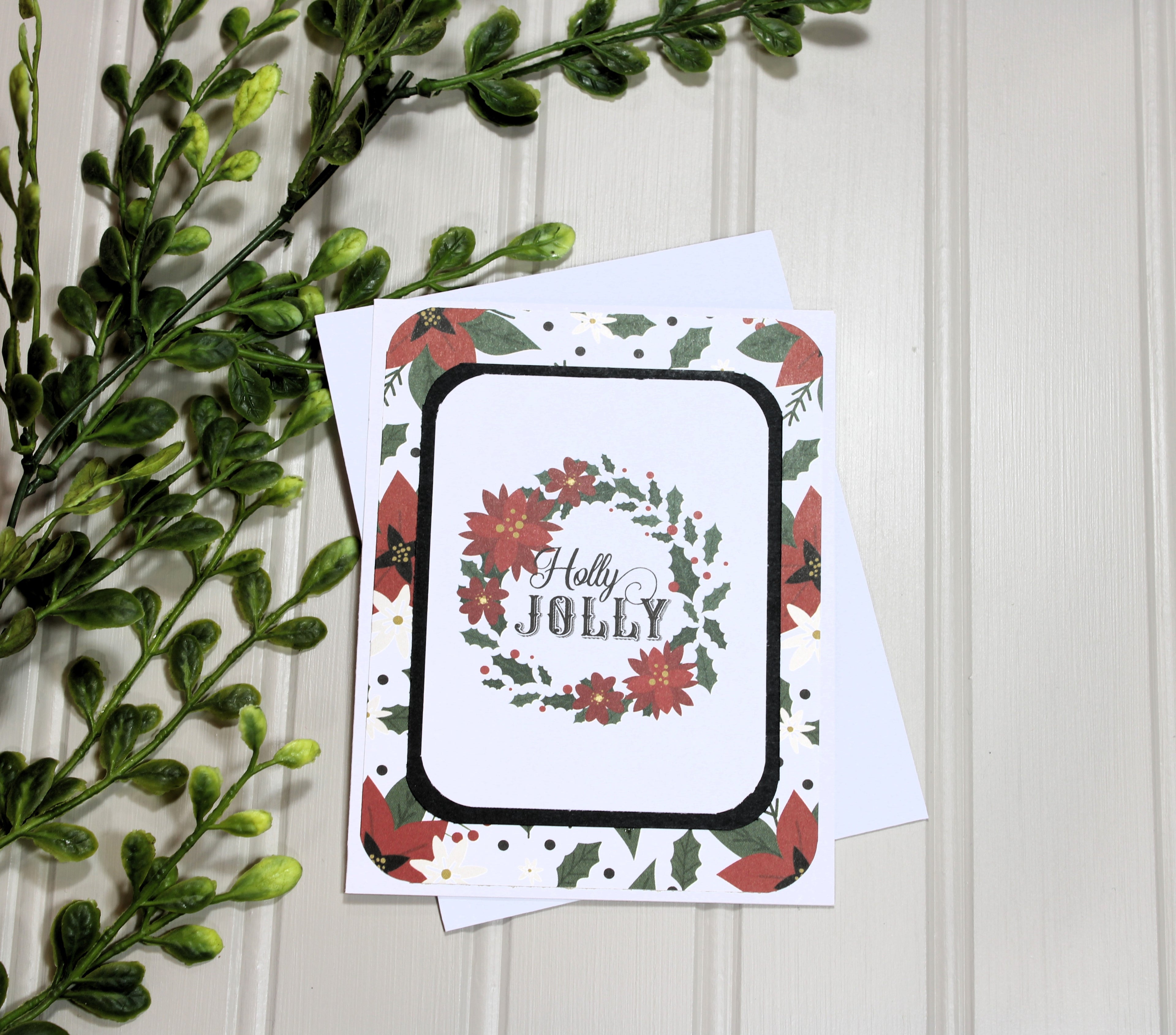 Handmade Christmas 4.25x5.5 (A2) Card - Holly Jolly