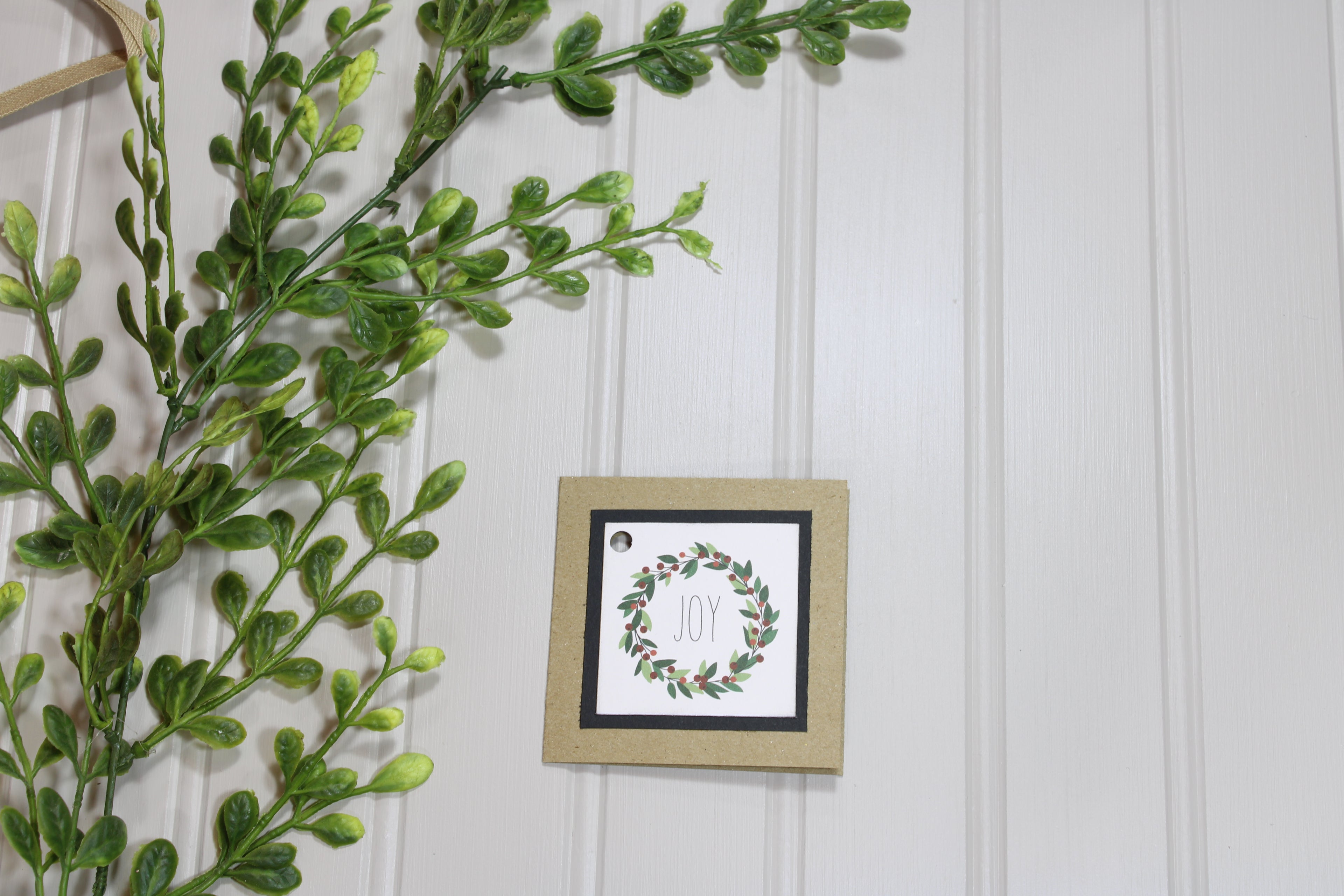 Handmade 3x3 Christmas Gift Tag - Joy Wreath