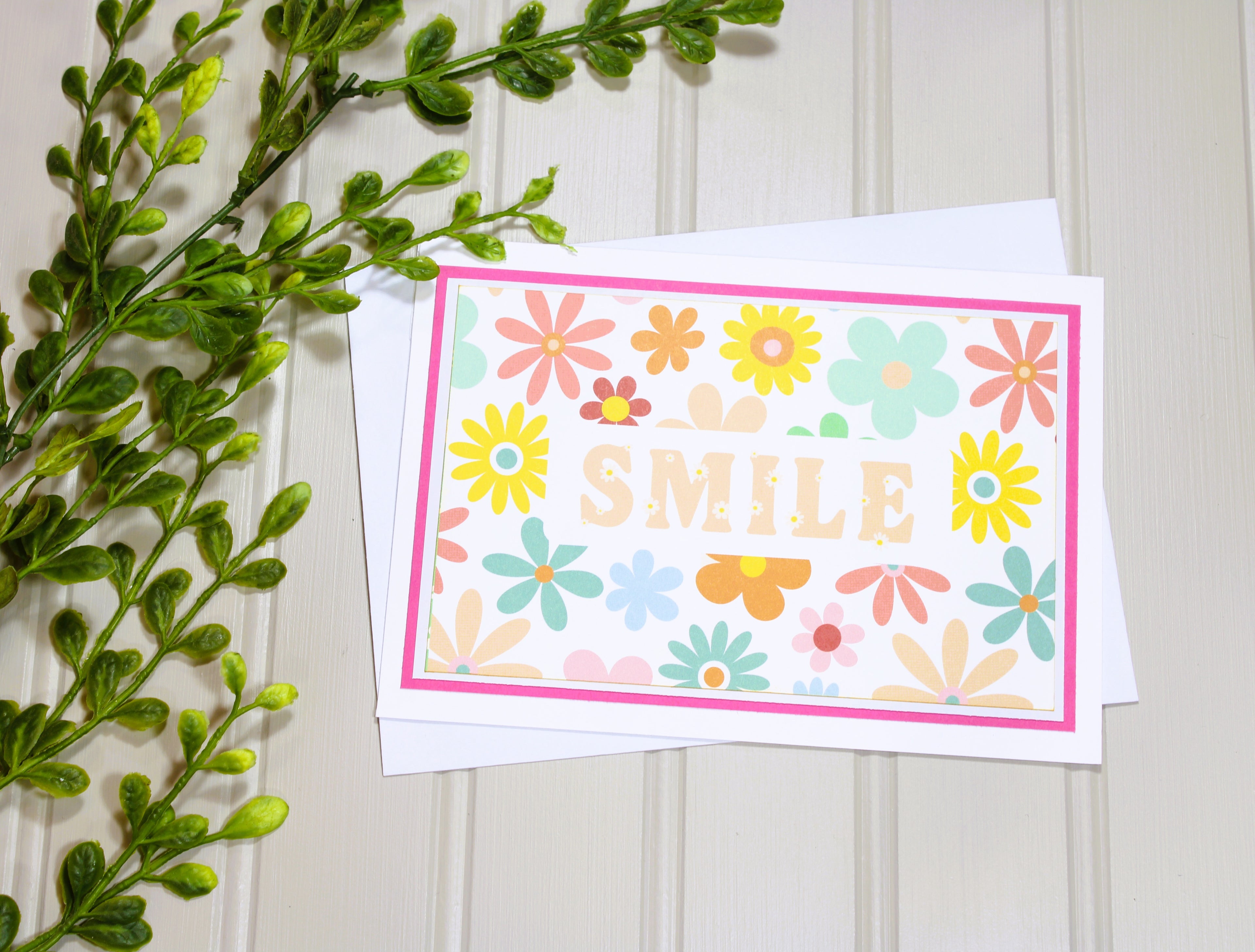 Handmade All Occasion 5x7 Card - Smile Flowers