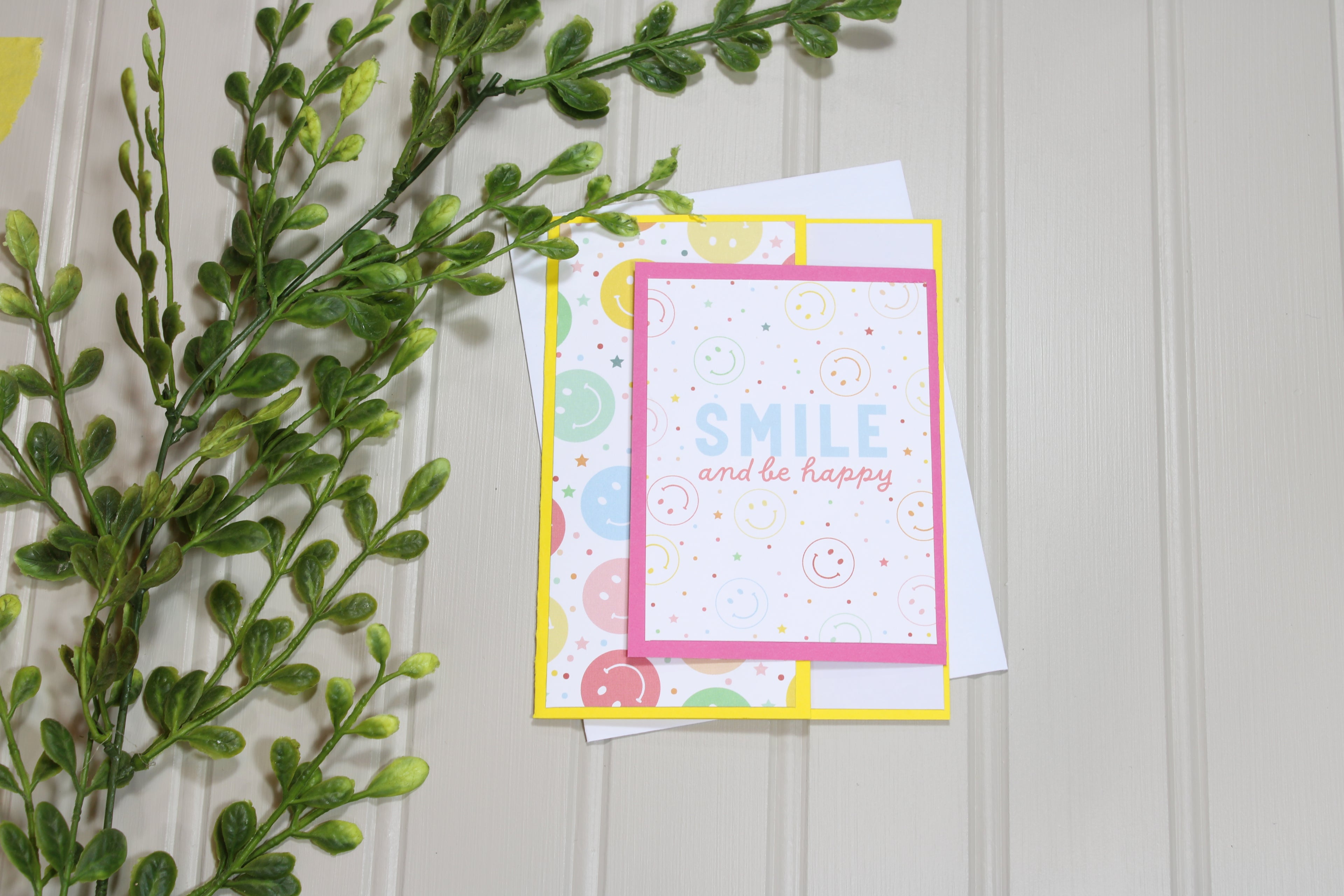 Handmade All Occasion 4.25x5.5 Card - Smile and be Happy