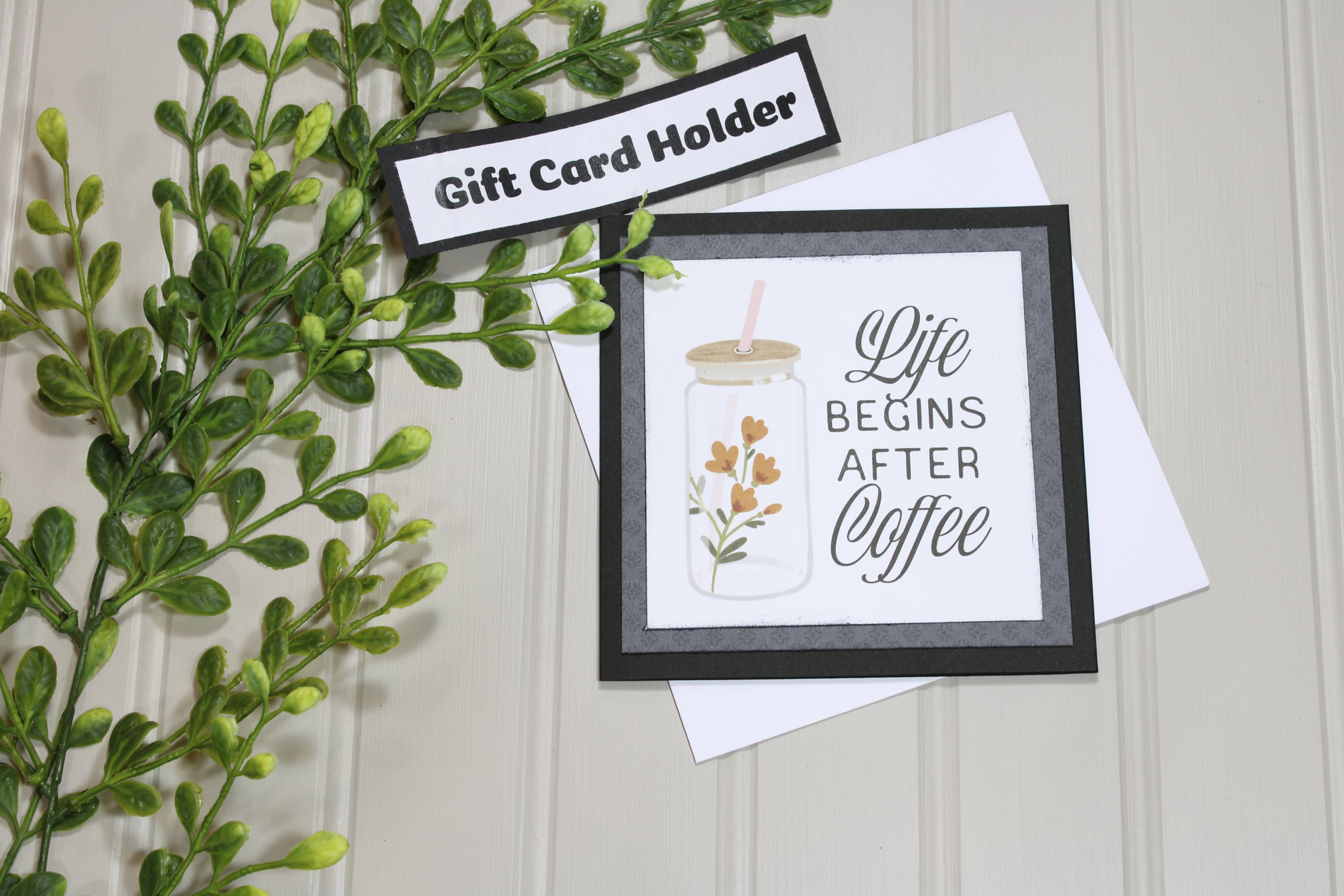 Handmade All Occasion - Coffee Lover - 5x5 Gift Card Holder - Life Begins After Coffee