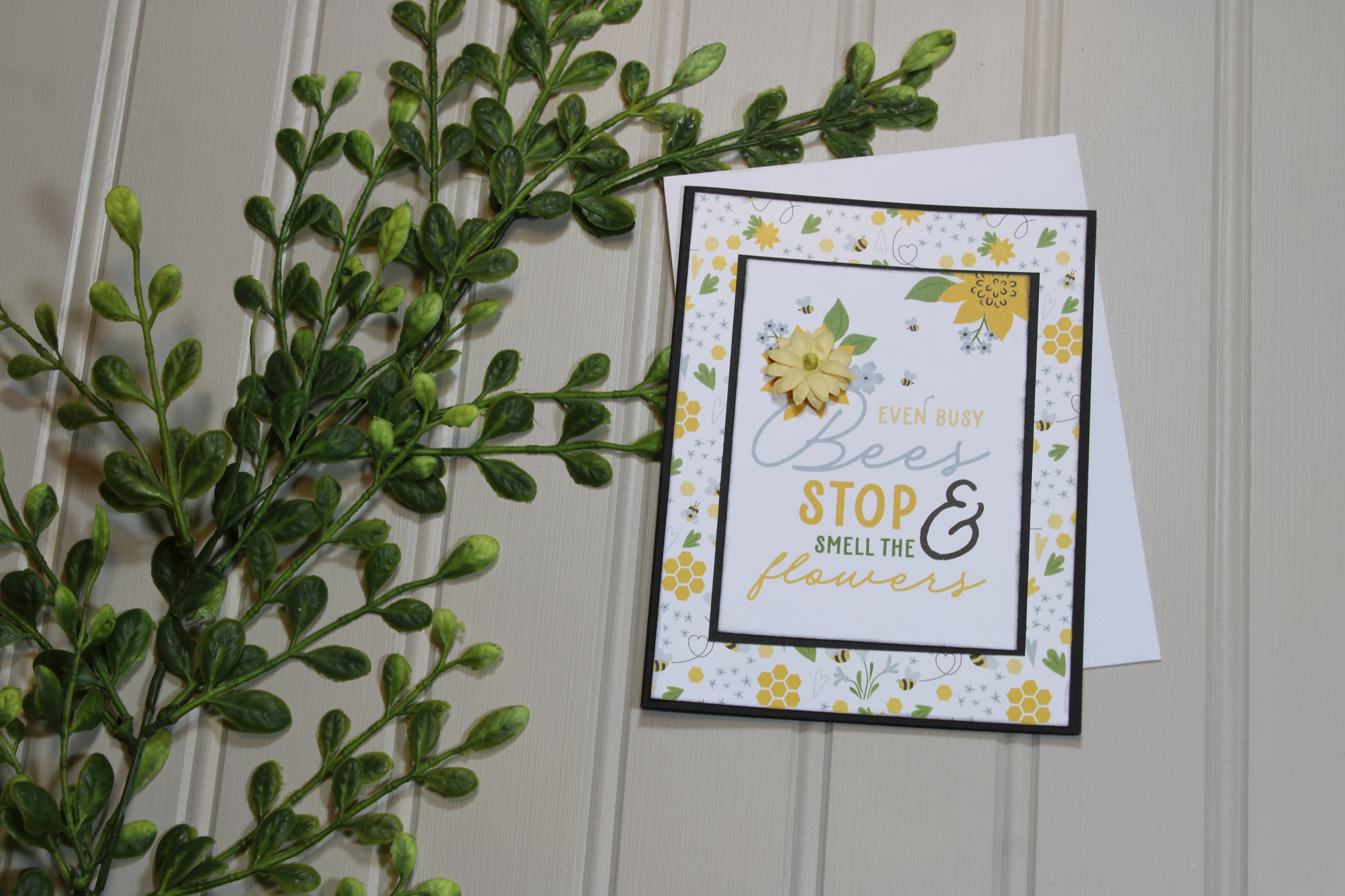 Handmade All Occasion - Bee Themed - A2 Card - Stop and Smell the Flowers