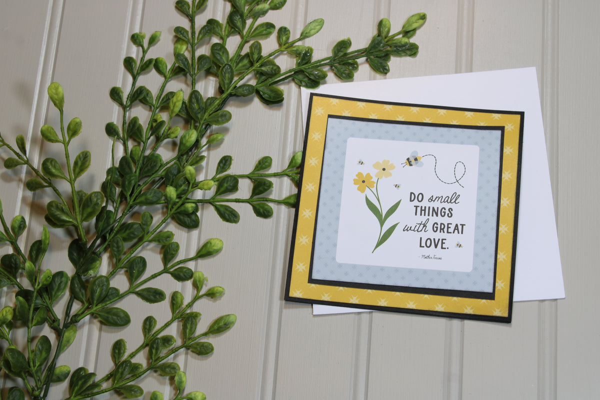 Handmade All Occasion - Bee Themed - 5x5 Card - With Great Love