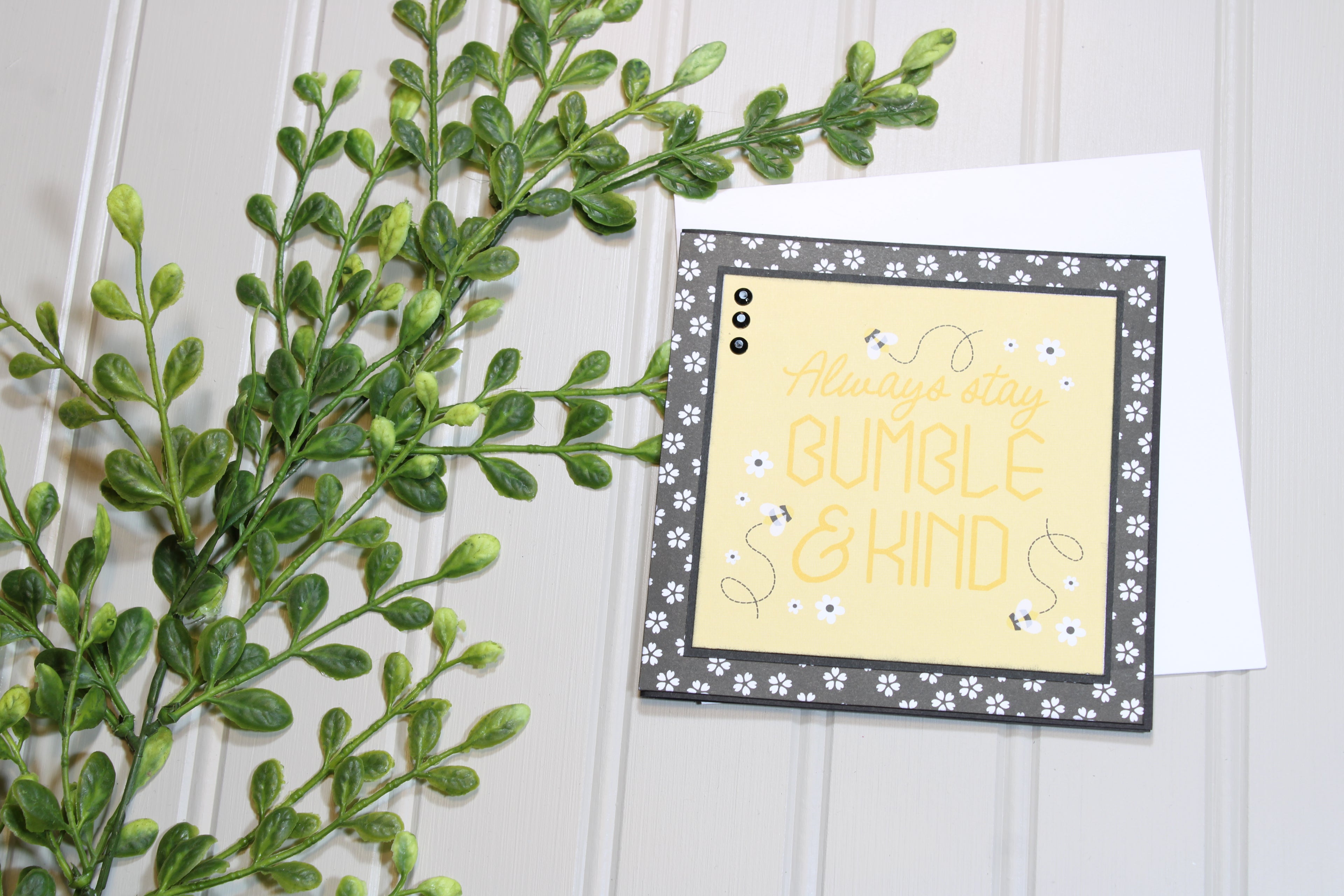 Handmade All Occasion - Bee Themed - 5x5 Card - Bumble and Kind