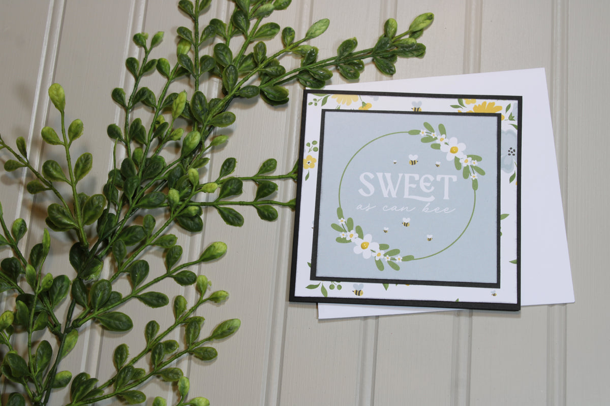 Handmade All Occasion - Bee Themed - 5x5 Card - Sweet as Can Bee
