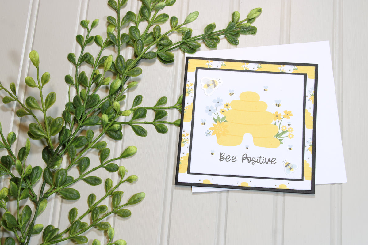 Handmade All Occasion - Bee Themed - 5x5 Card - Bee Positive
