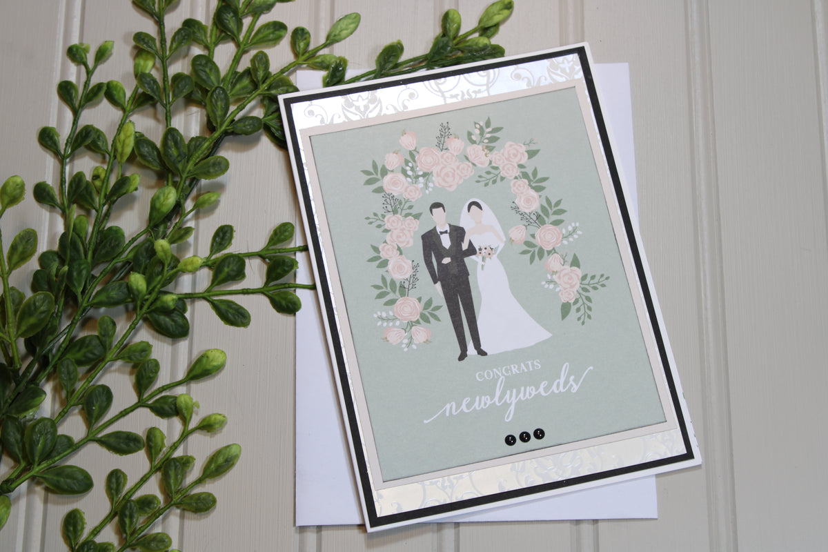 Handmade Wedding 5x7 Card - Congrats Newlyweds
