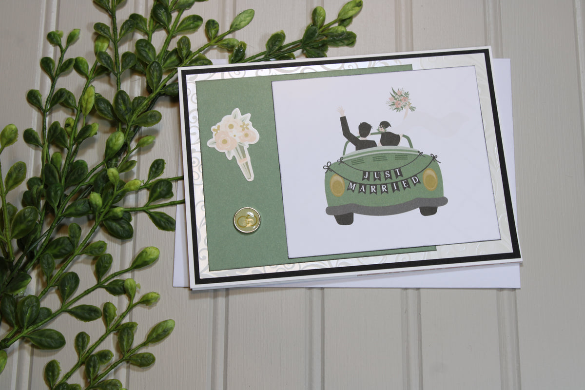 Handmade Wedding 5x7 Card - Just Married