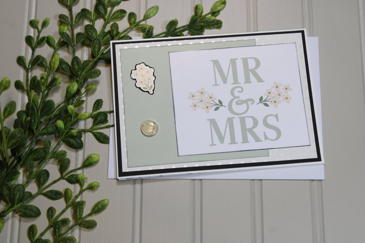 Handmade Wedding 5x7 Card - Mr & Mrs