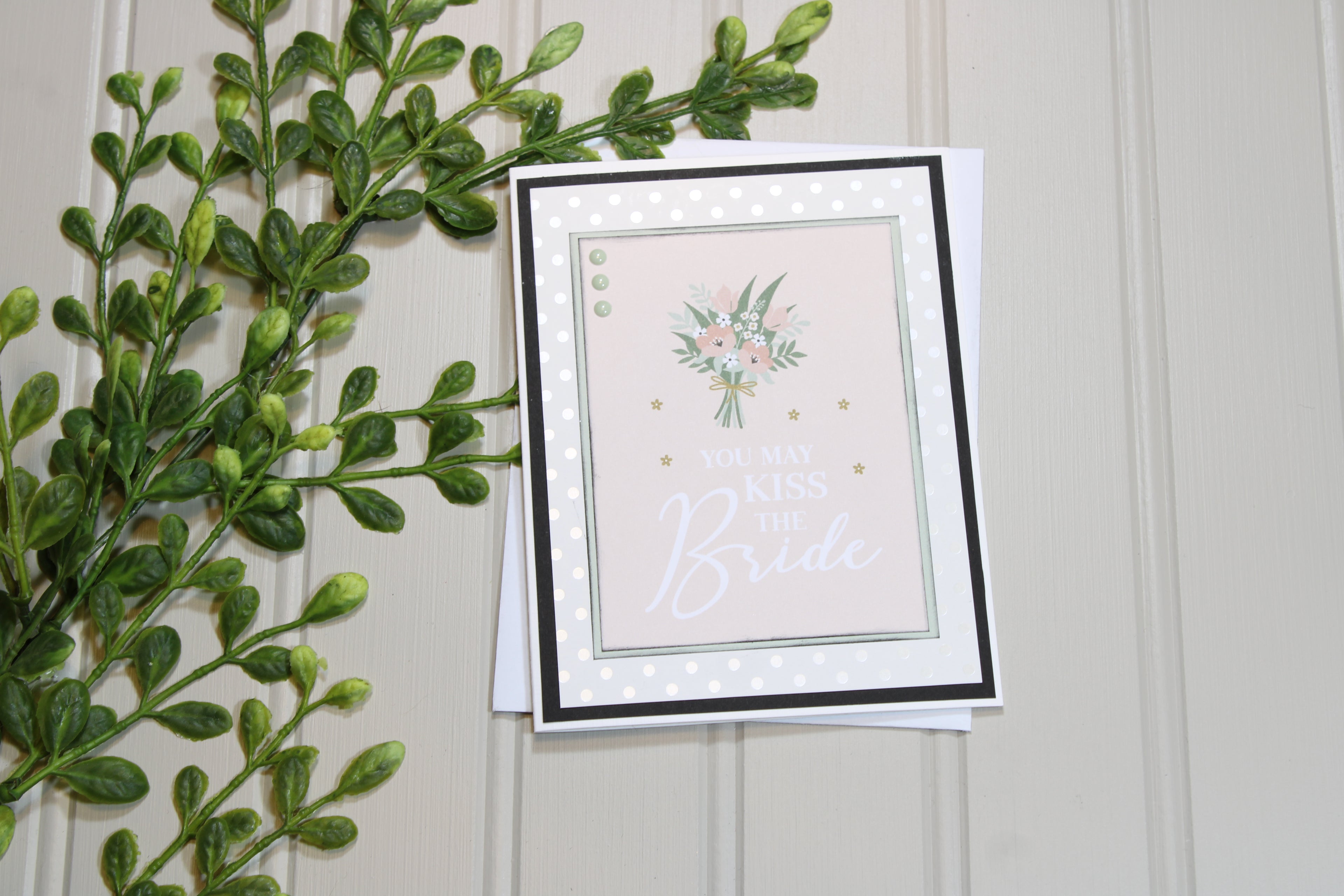 Handmade Wedding A2 Card - Kiss The Bride