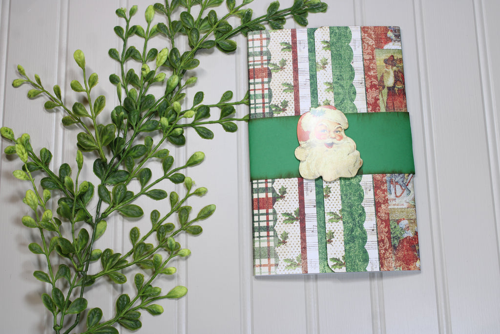 Handmade Christmas Daily Notes Folio – 5x8 Legal Pad - Santa Stripe
