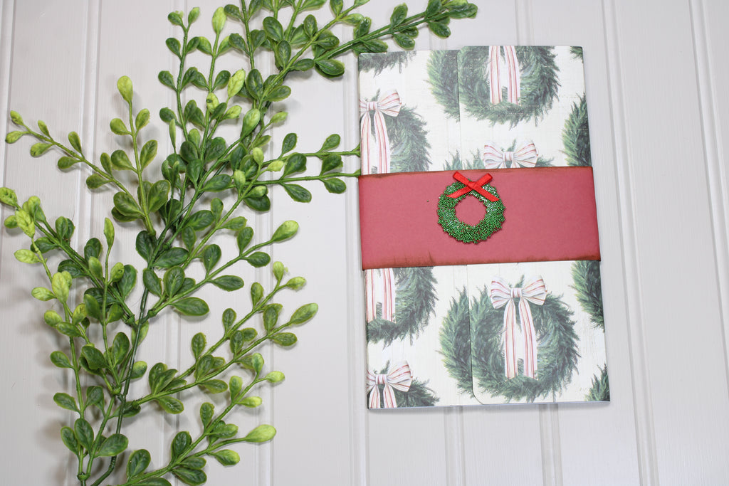 Handmade Christmas Daily Notes Folio – 5x8 Legal Pad - Wreath