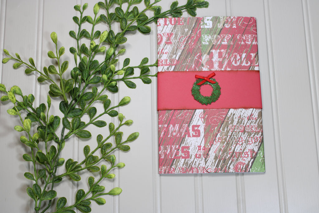 Handmade Christmas Daily Notes Folio – 5x8 Legal Pad - Wreath Distressed