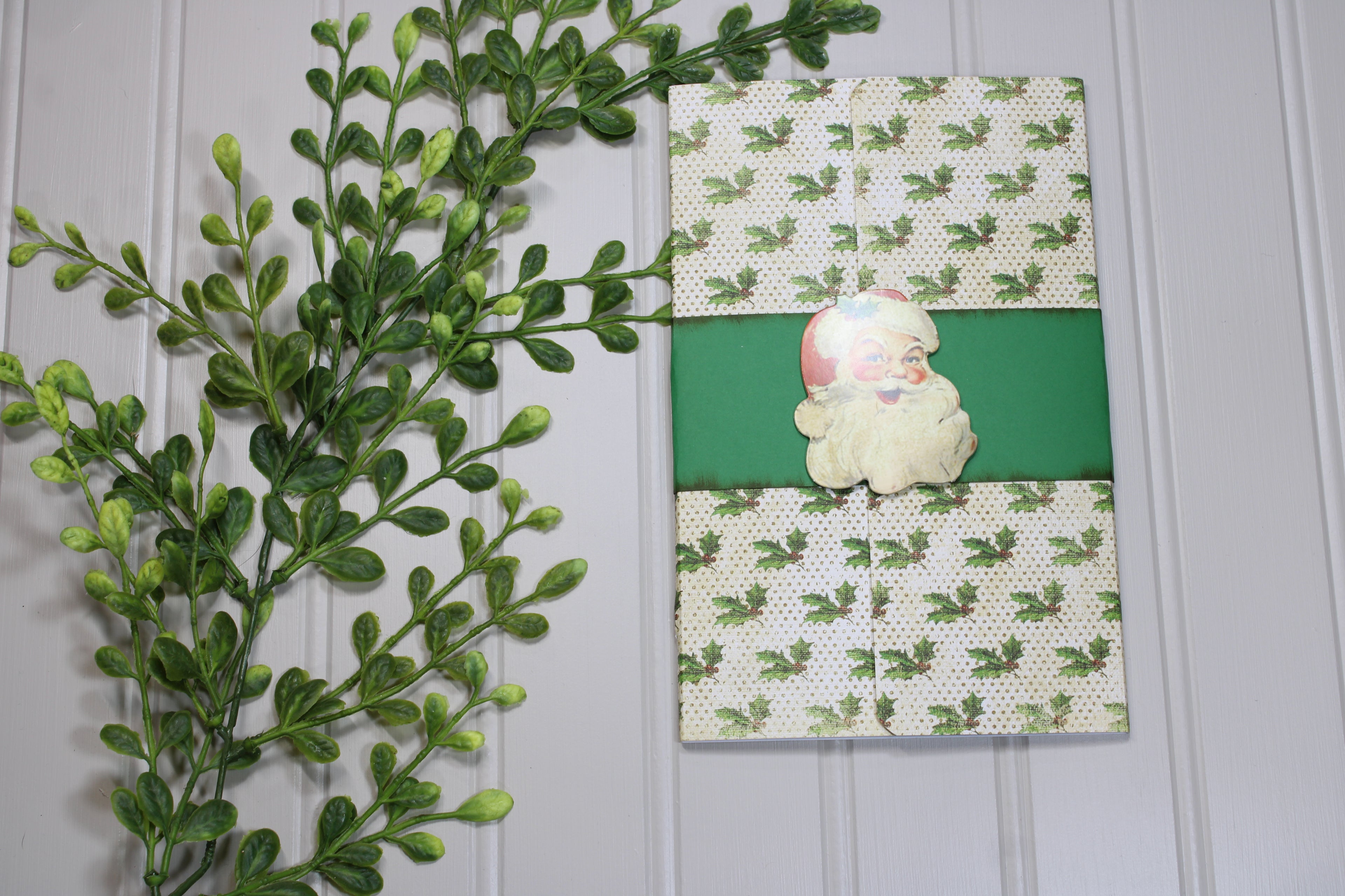 Handmade Christmas Daily Notes Folio – 5x8 Legal Pad - Holly Santa