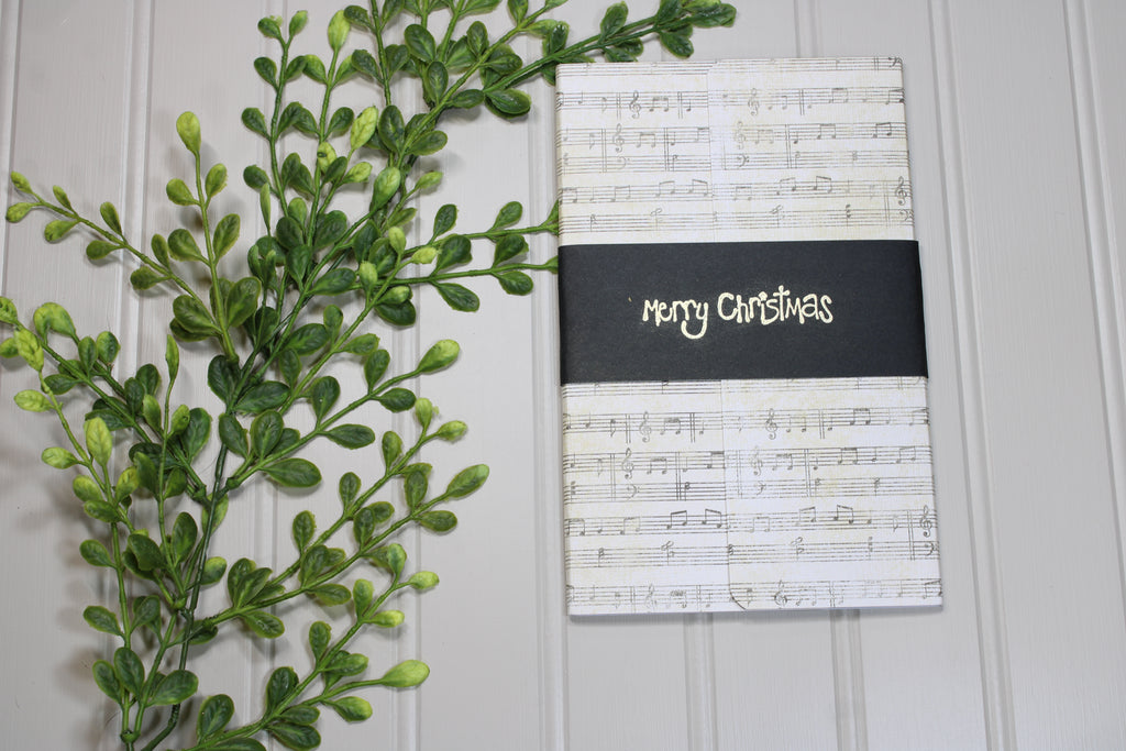 Handmade Christmas Daily Notes Folio – 5x8 Legal Pad - Musical Merry Christmas