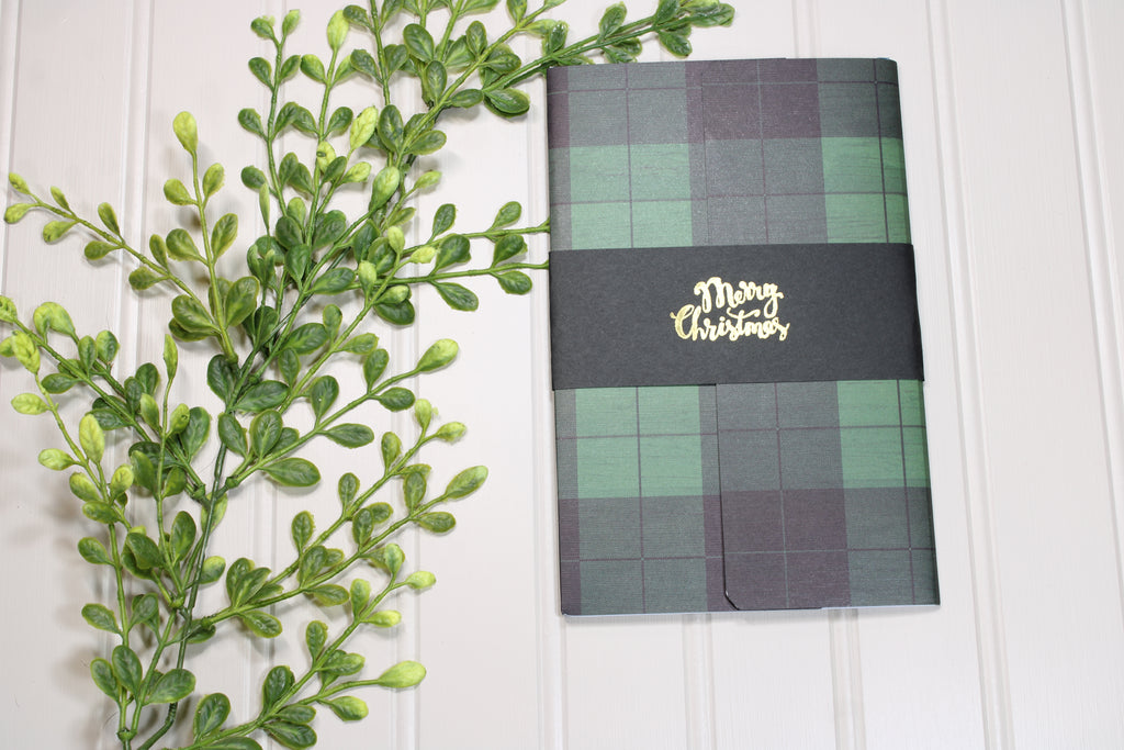 Handmade Christmas Daily Notes Folio – 5x8 Legal Pad - Merry Christmas Plaid