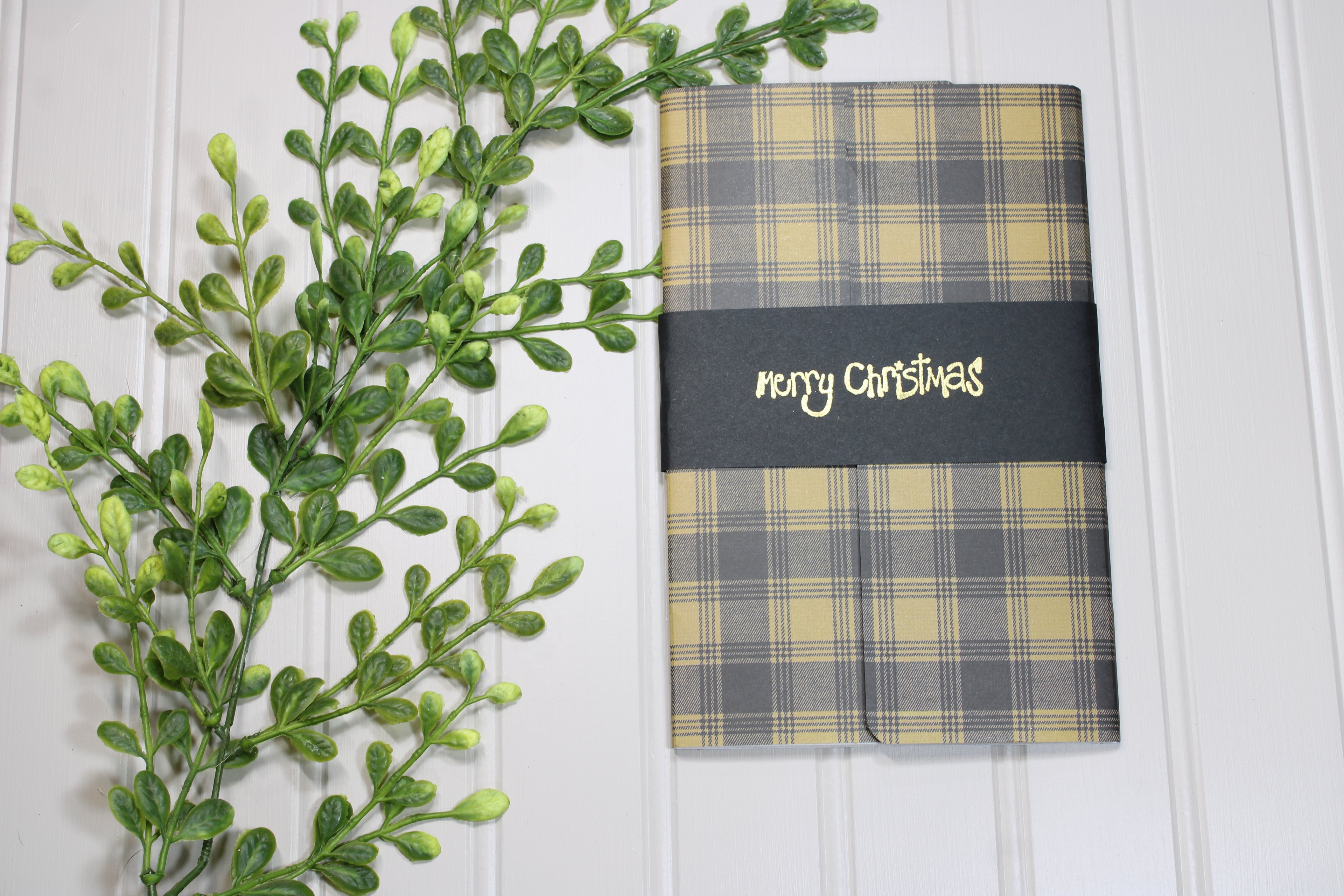 Handmade Christmas Daily Notes Folio – 5x8 Legal Pad - Merry Christmas Plaid 2