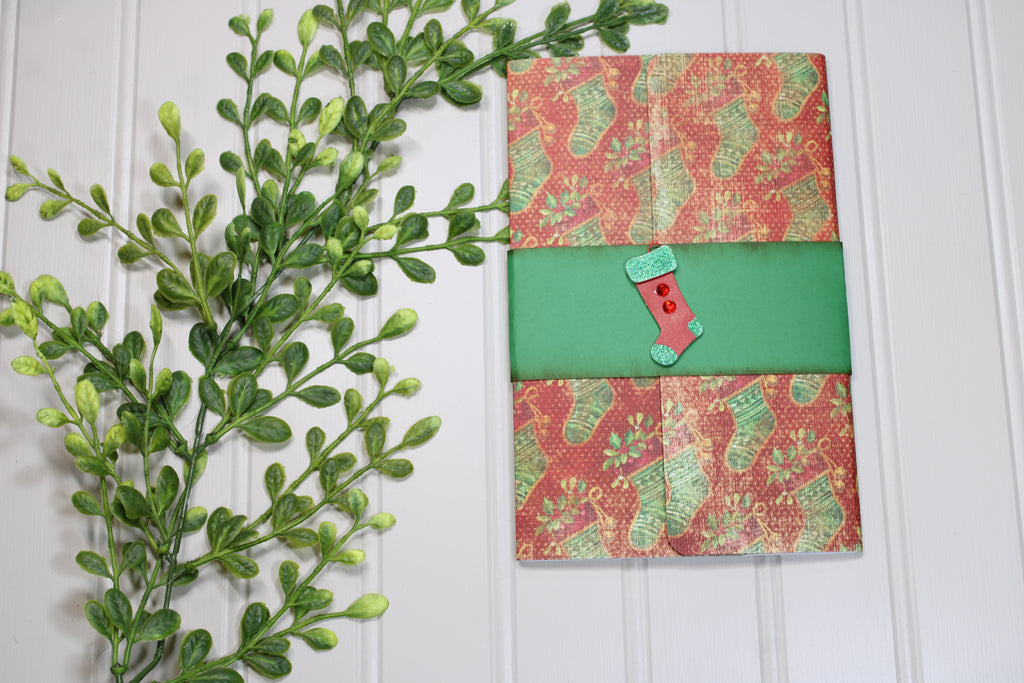 Handmade Christmas Daily Notes Folio – 5x8 Legal Pad - Stockings