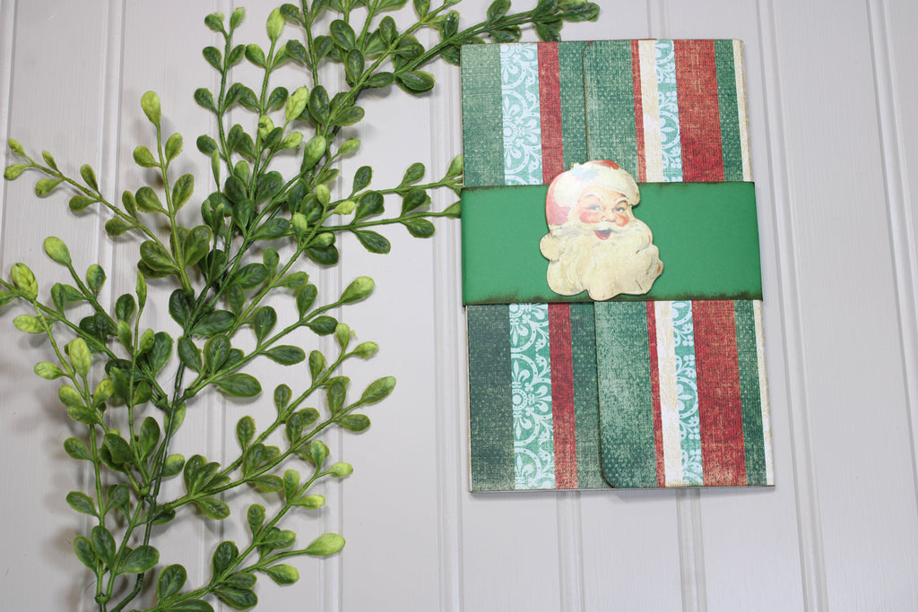 Handmade Christmas Daily Notes Folio – 5x8 Legal Pad - Santa Stripes