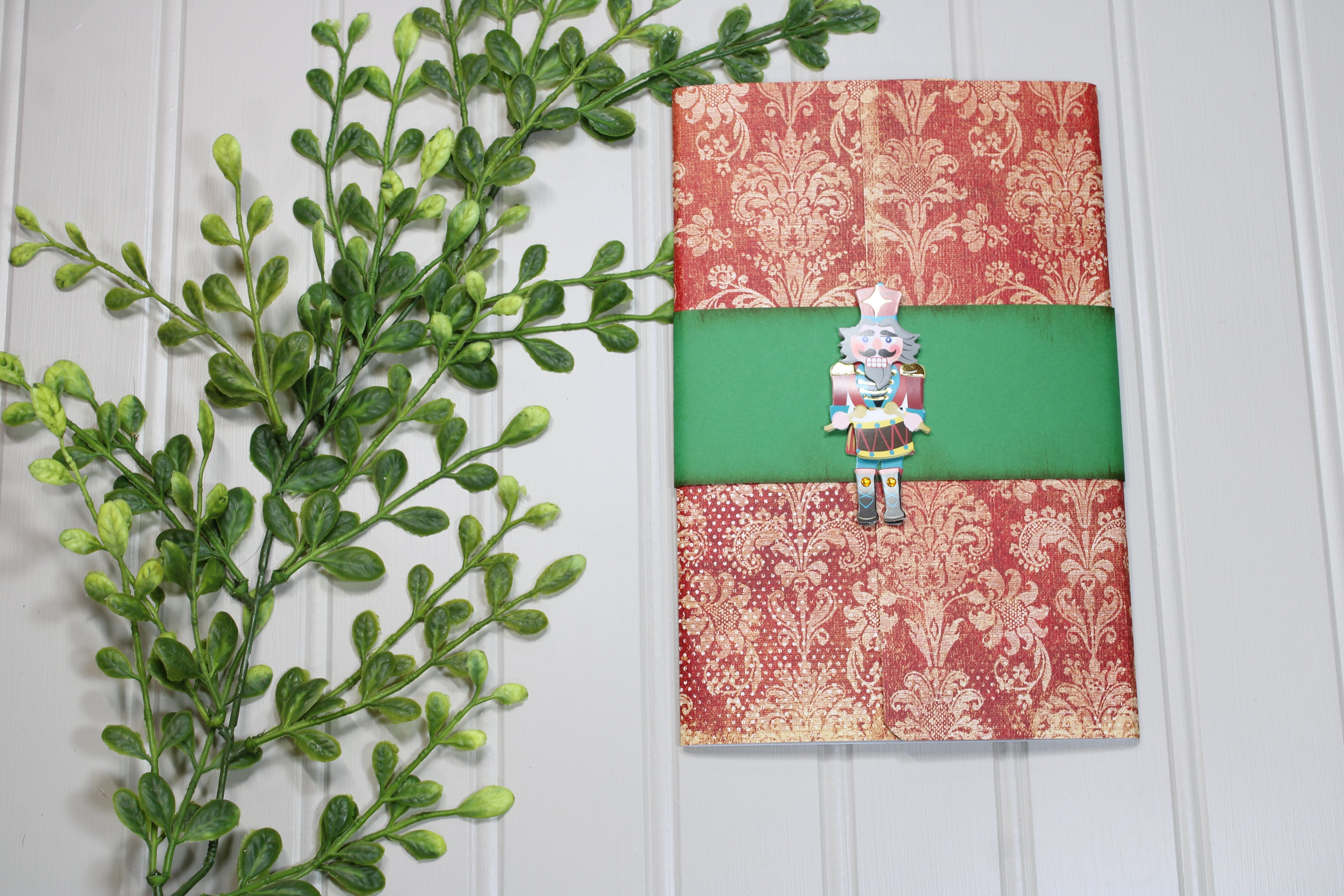 Handmade Christmas Daily Notes Folio – 5x8 Legal Pad - Nutcracker Damask