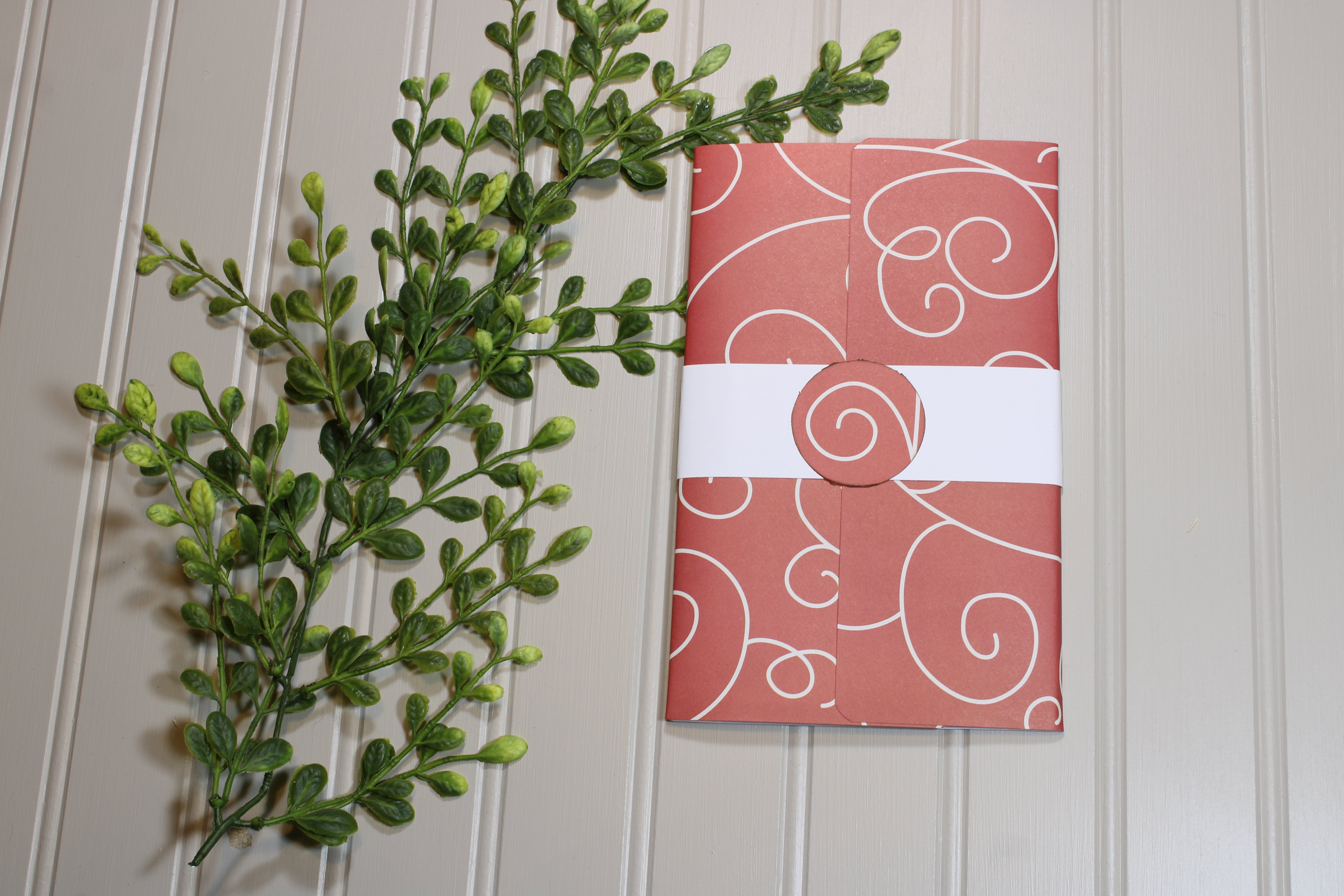 Handmade Daily Notes Folio – 5x8 Legal Pad - Red with White Swirls