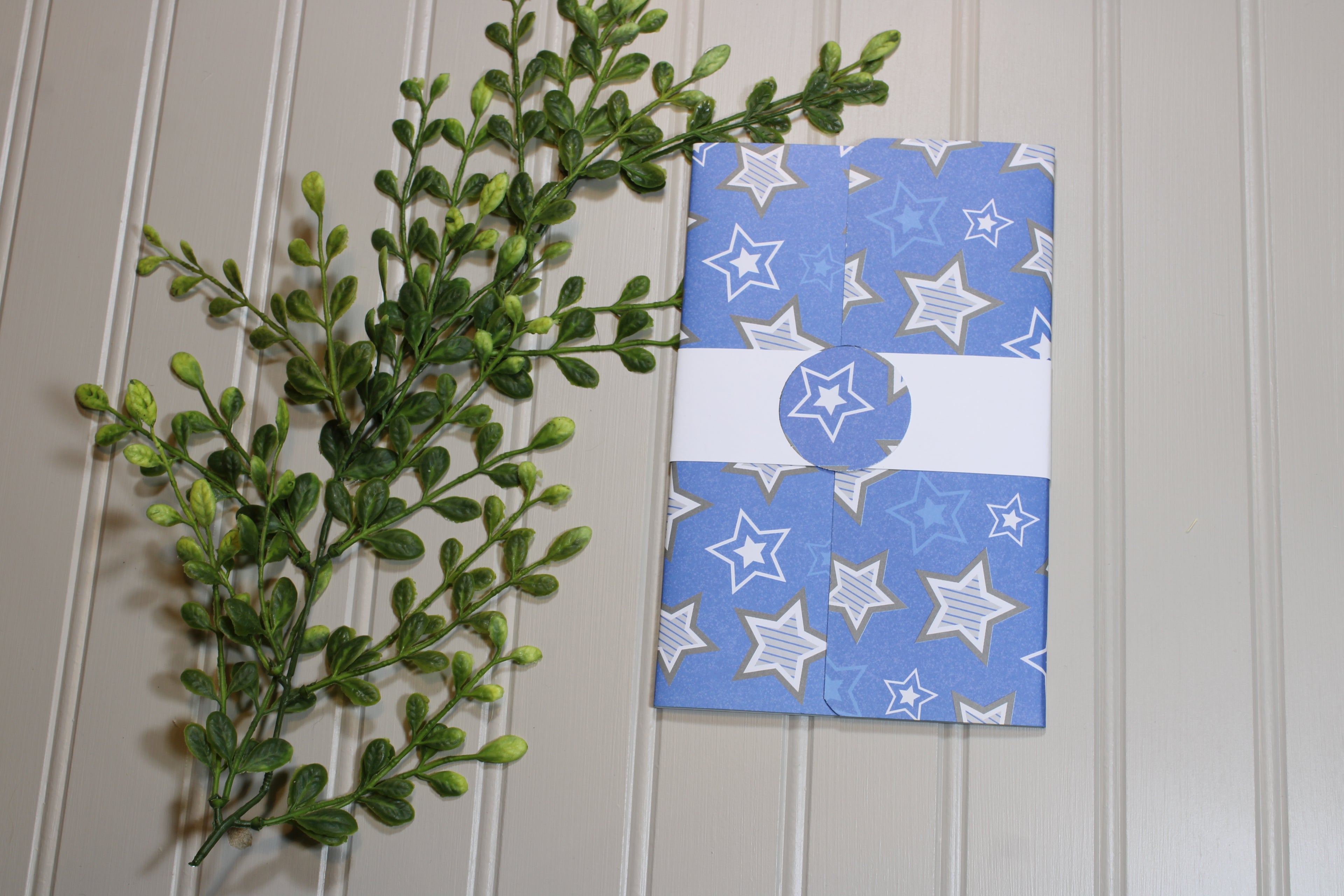 Handmade Daily Notes Folio – 5x8 Legal Pad - Blue and White Stars