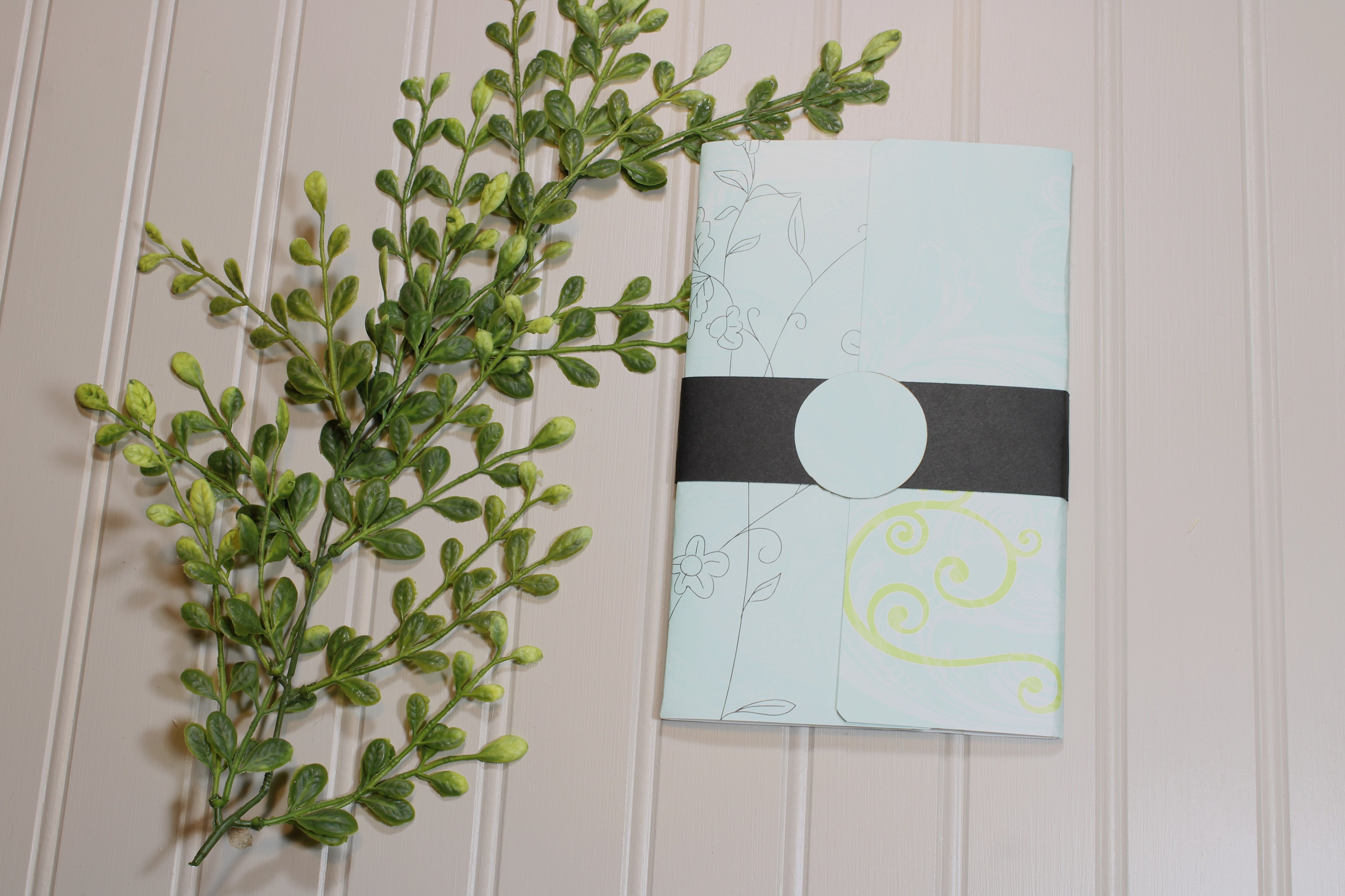 Handmade Daily Notes Folio – 5x8 Legal Pad - Seafoam Swirls and Flowers