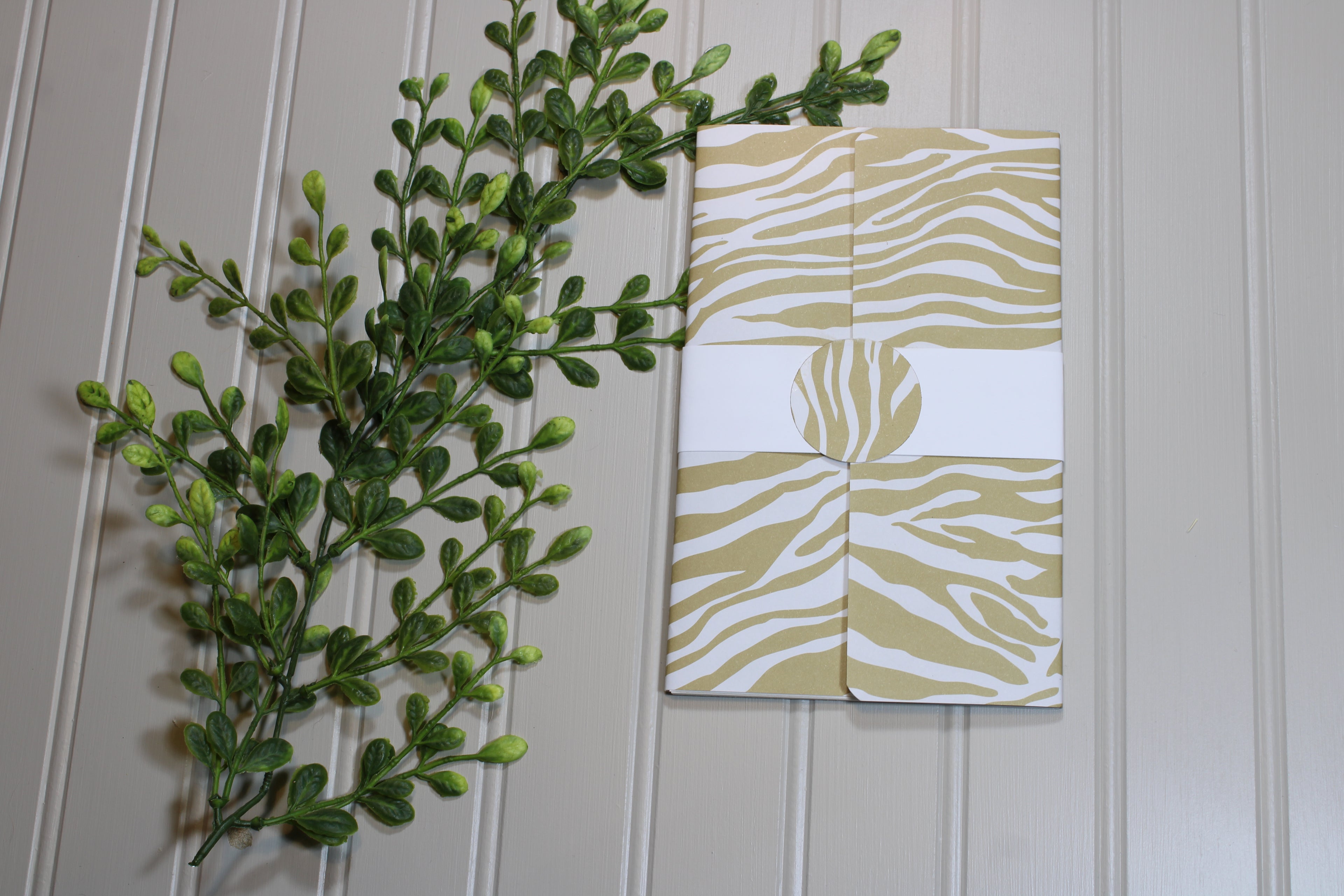 Handmade Daily Notes Folio – 5x8 Legal Pad - Tan and White Zebra