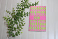Handmade Daily Notes Folio – 5x8 Legal Pad - Pink and Green Argyle