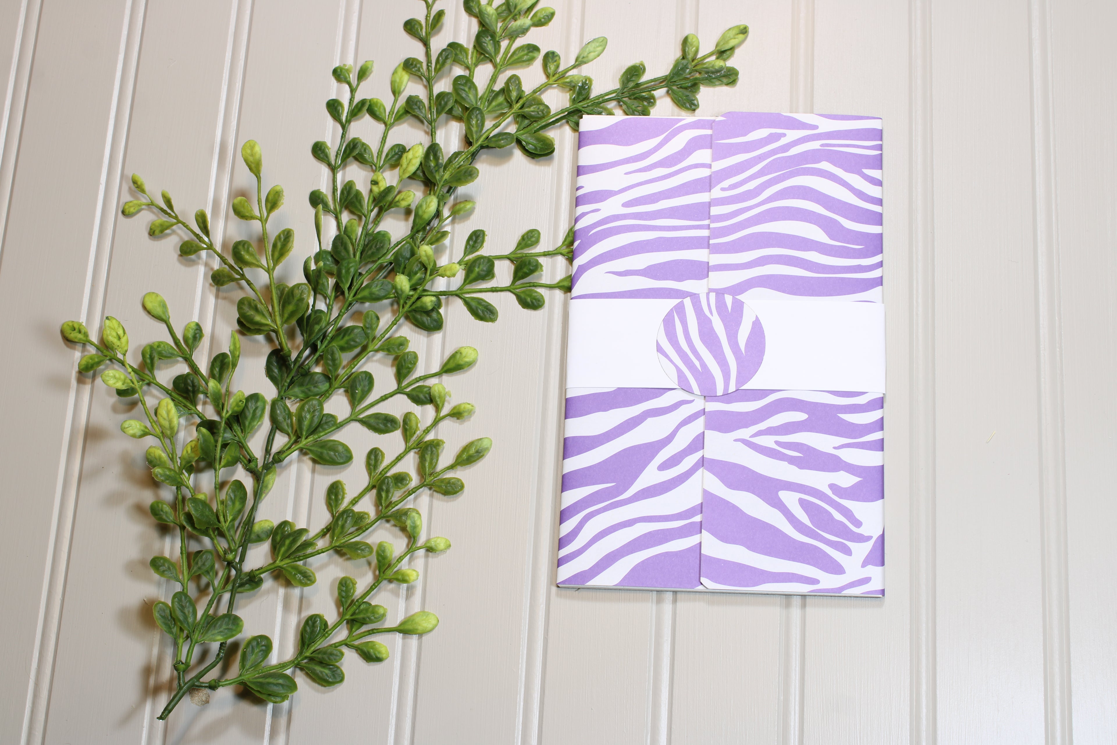 Handmade Daily Notes Folio – 5x8 Legal Pad - Purple and White Zebra