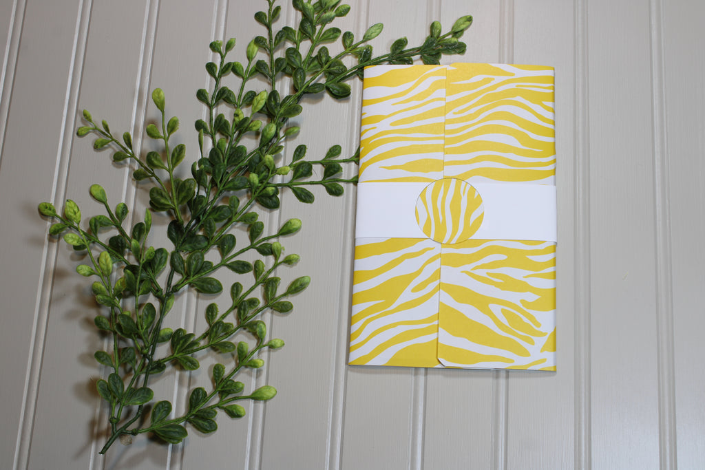 Handmade Daily Notes Folio – 5x8 Legal Pad - Yellow and White Zebra