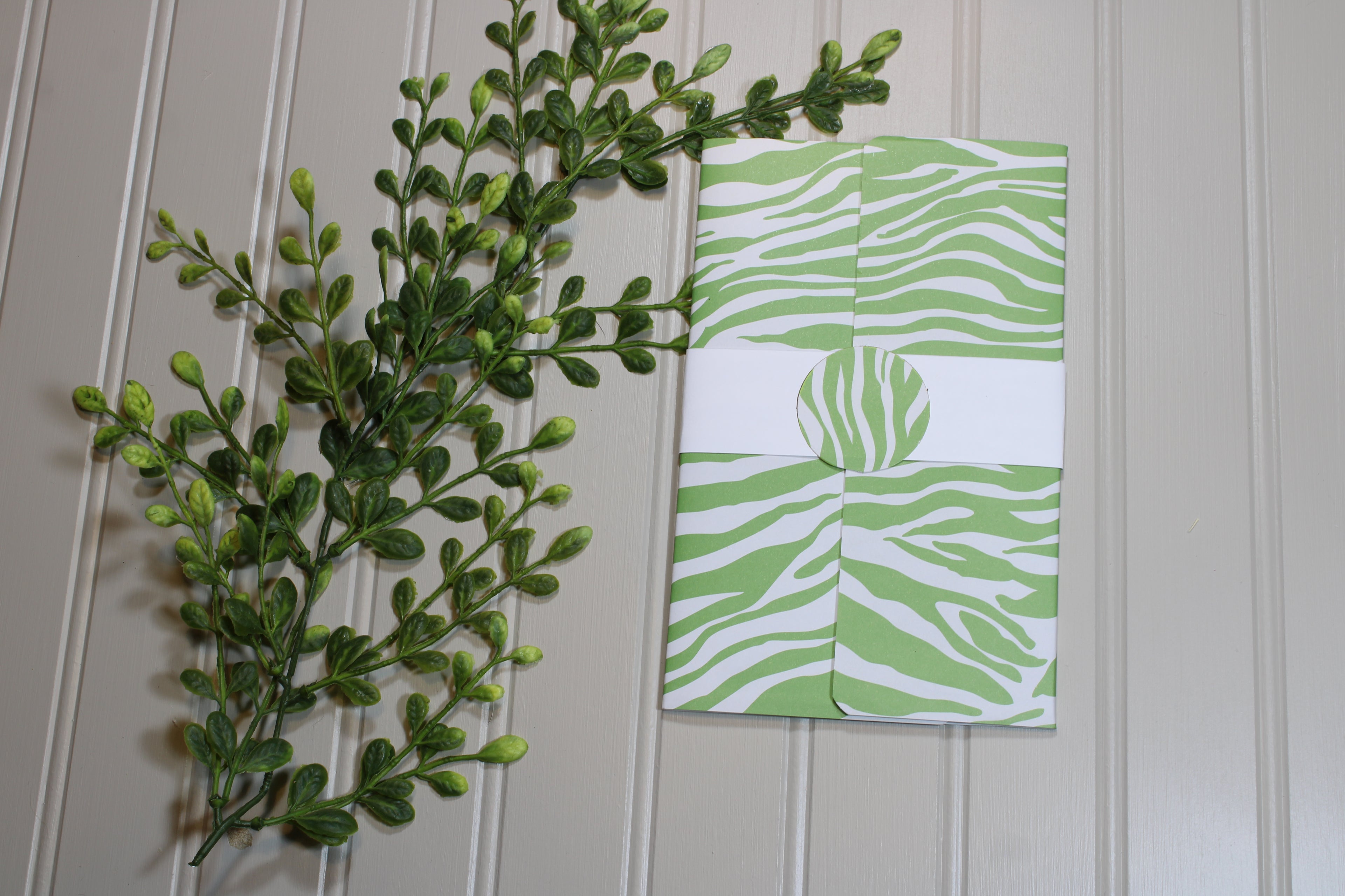Handmade Daily Notes Folio – 5x8 Legal Pad - Green and White Zebra