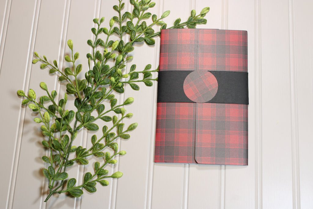 Handmade Christmas Daily Notes Folio – 5x8 Legal Pad - Red and Black Plaid