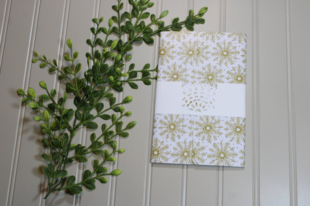 Handmade Christmas Daily Notes Folio – 5x8 Legal Pad - Golden Snow