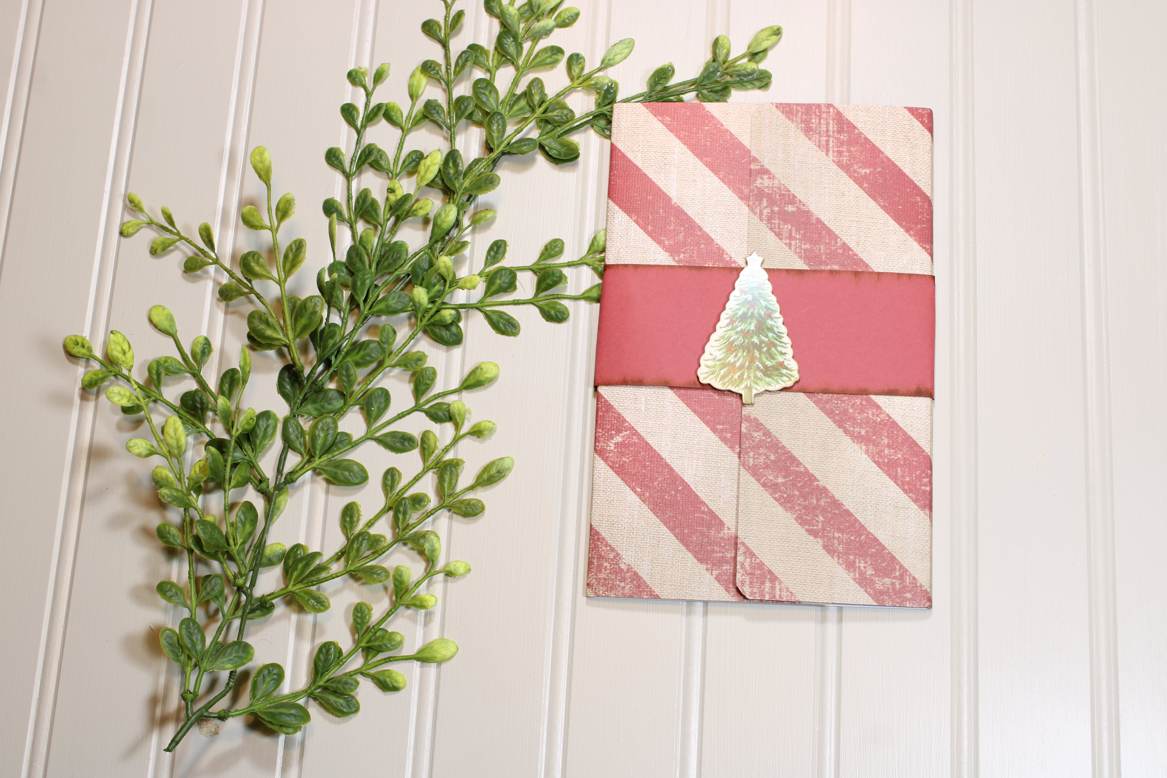 Handmade Christmas Daily Notes Folio – 5x8 Legal Pad - Red Stripes