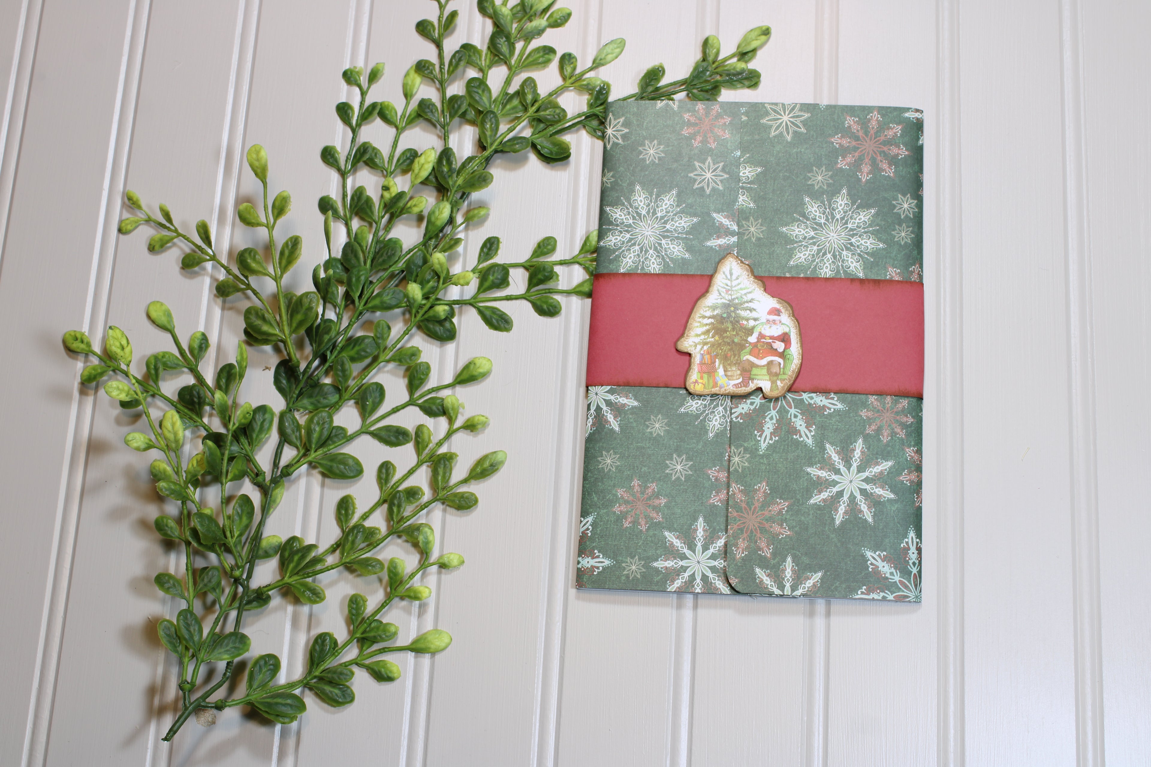 Handmade Christmas Daily Notes Folio – 5x8 Legal Pad - Vintage Santa and Snow