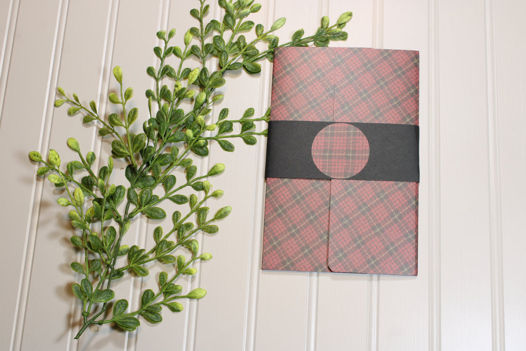 Handmade Christmas Daily Notes Folio – 5x8 Legal Pad - Red and Black Plaid