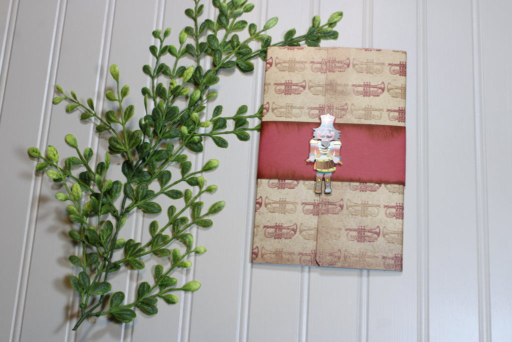 Handmade Christmas Daily Notes Folio – 5x8 Legal Pad - Tin Soldier and Trumpets