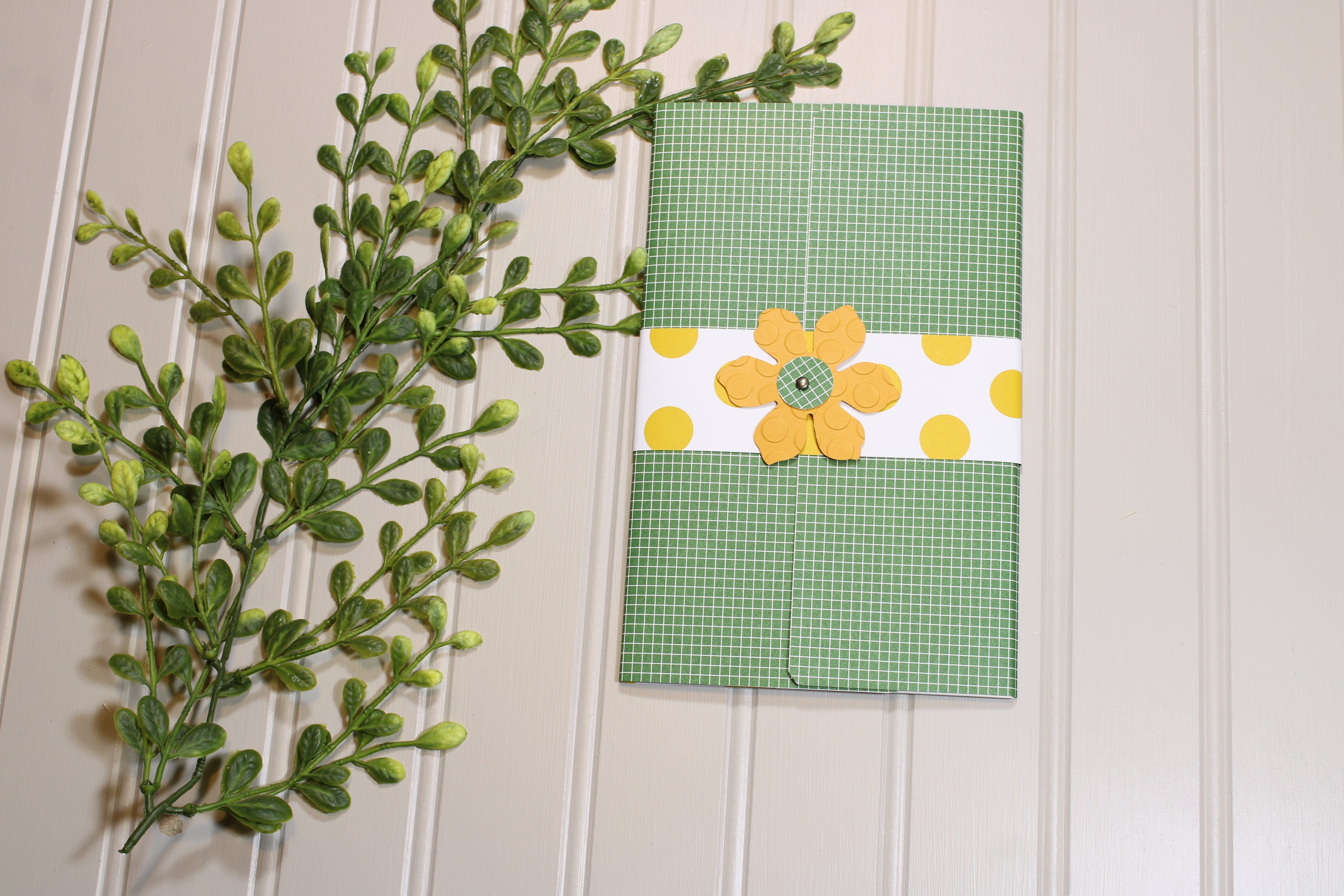 Handmade Daily Notes Folio – 5x8 Legal Pad - Green Graph