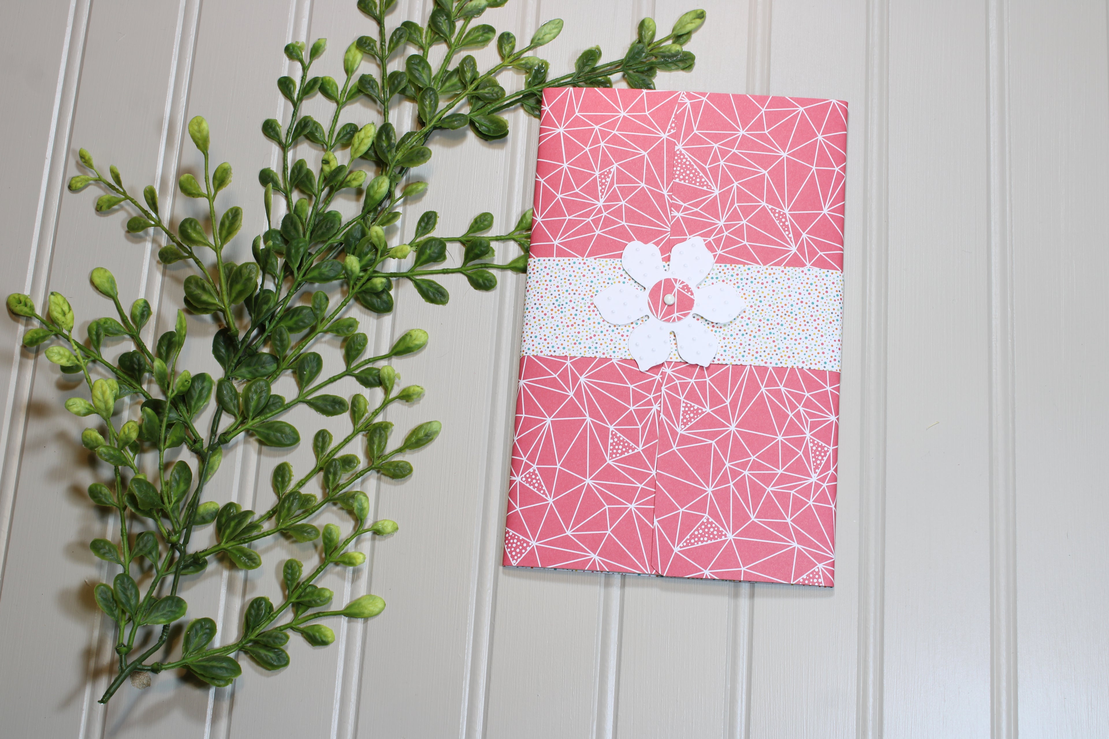 Handmade Daily Notes Folio – 5x8 Legal Pad - Pink Geometric