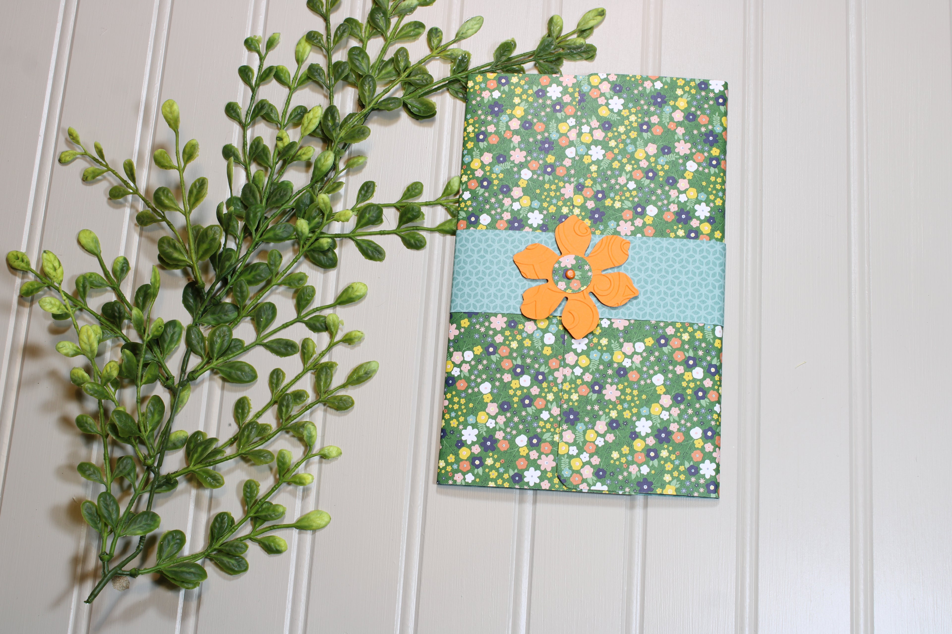 Handmade Daily Notes Folio – 5x8 Legal Pad - Green Garden