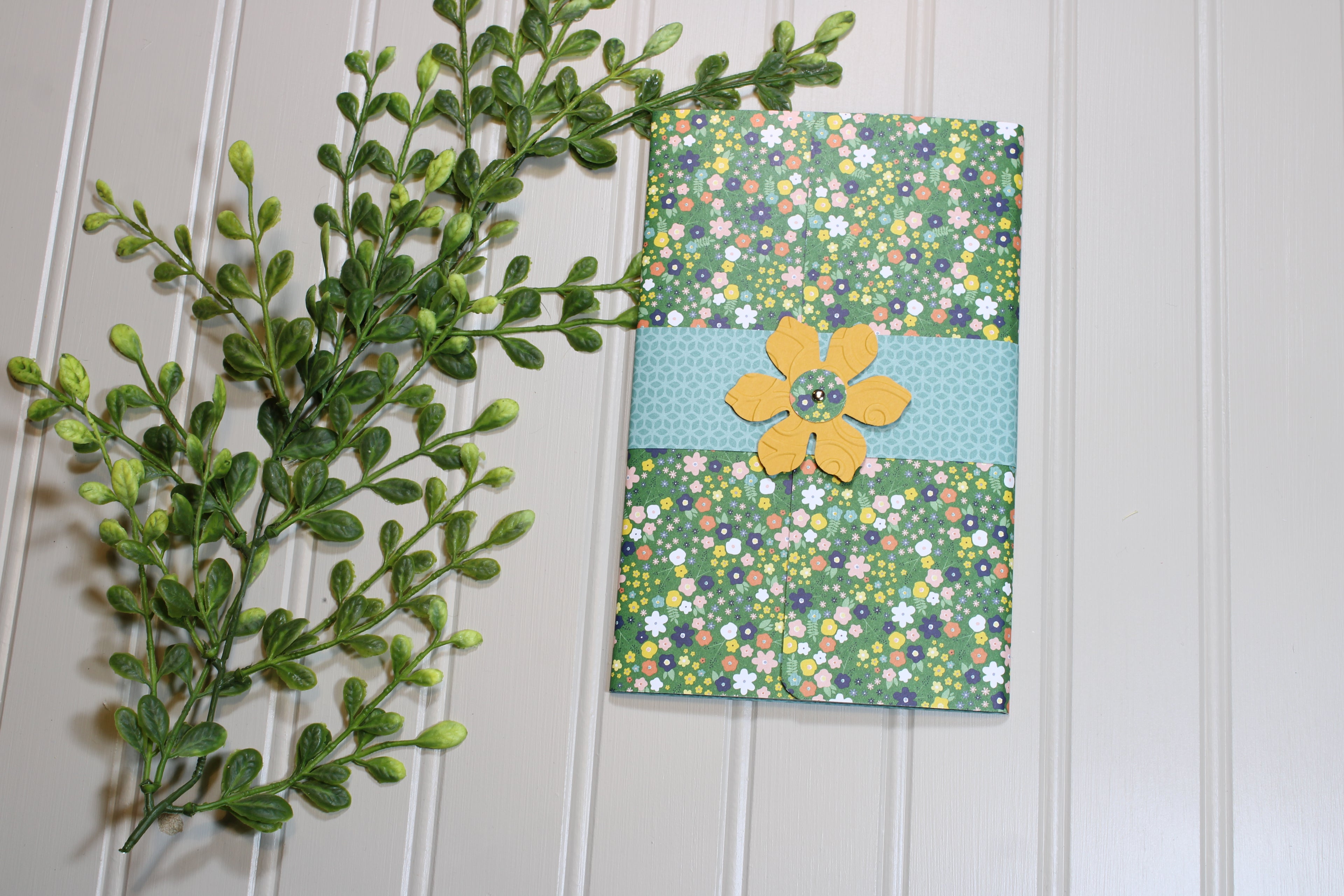 Handmade Daily Notes Folio – 5x8 Legal Pad - Green Garden