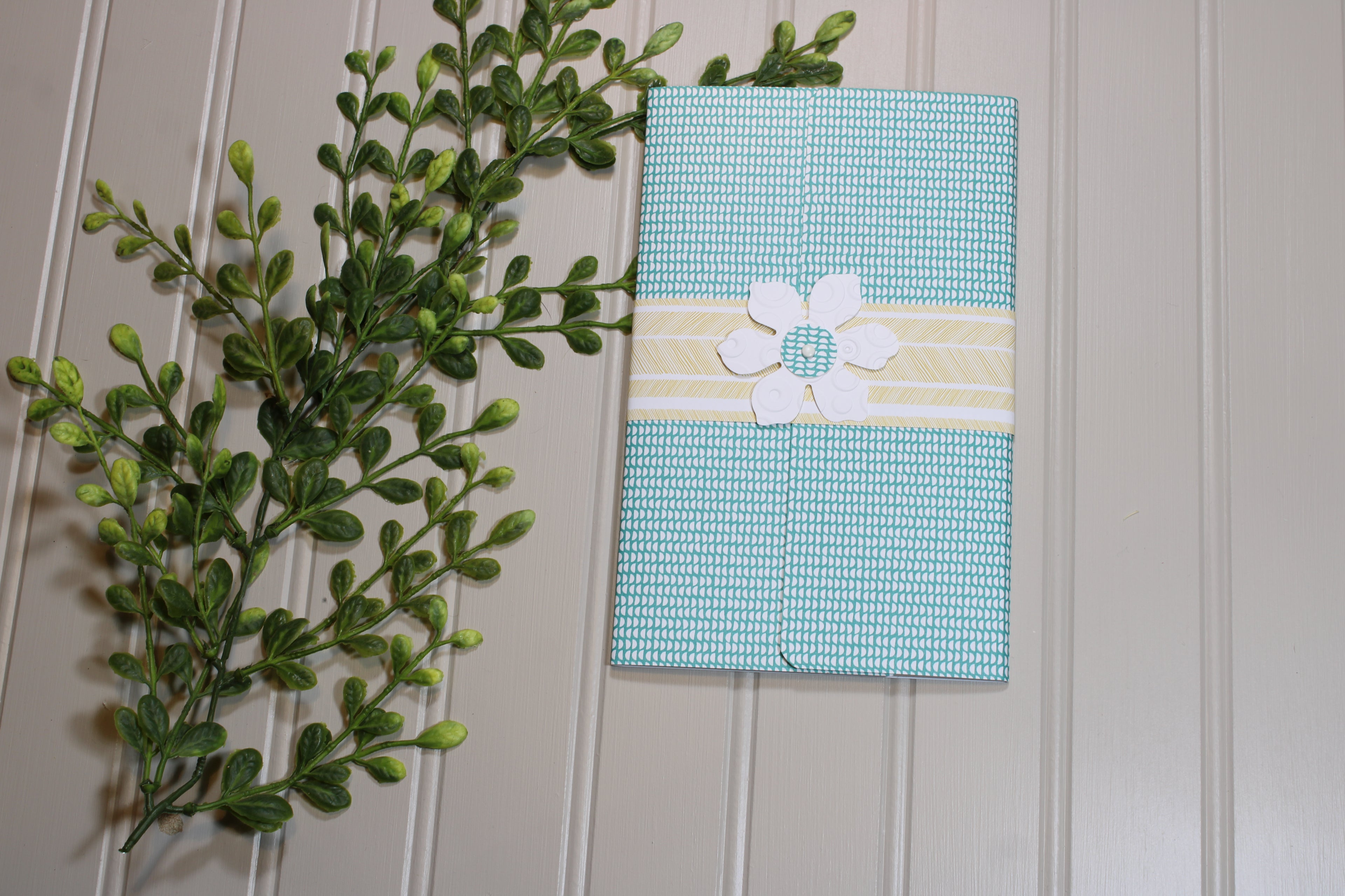 Handmade Daily Notes Folio – 5x8 Legal Pad - Green Half-Moons