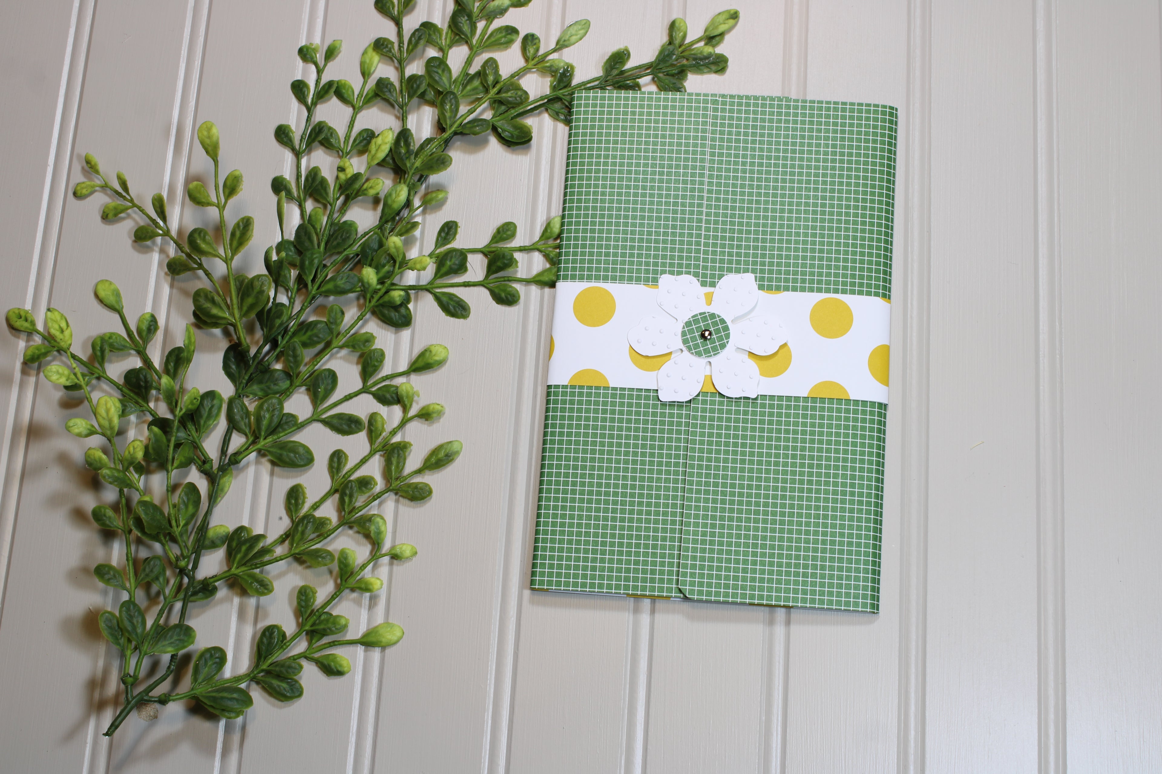 Handmade Daily Notes Folio – 5x8 Legal Pad - Green Graph