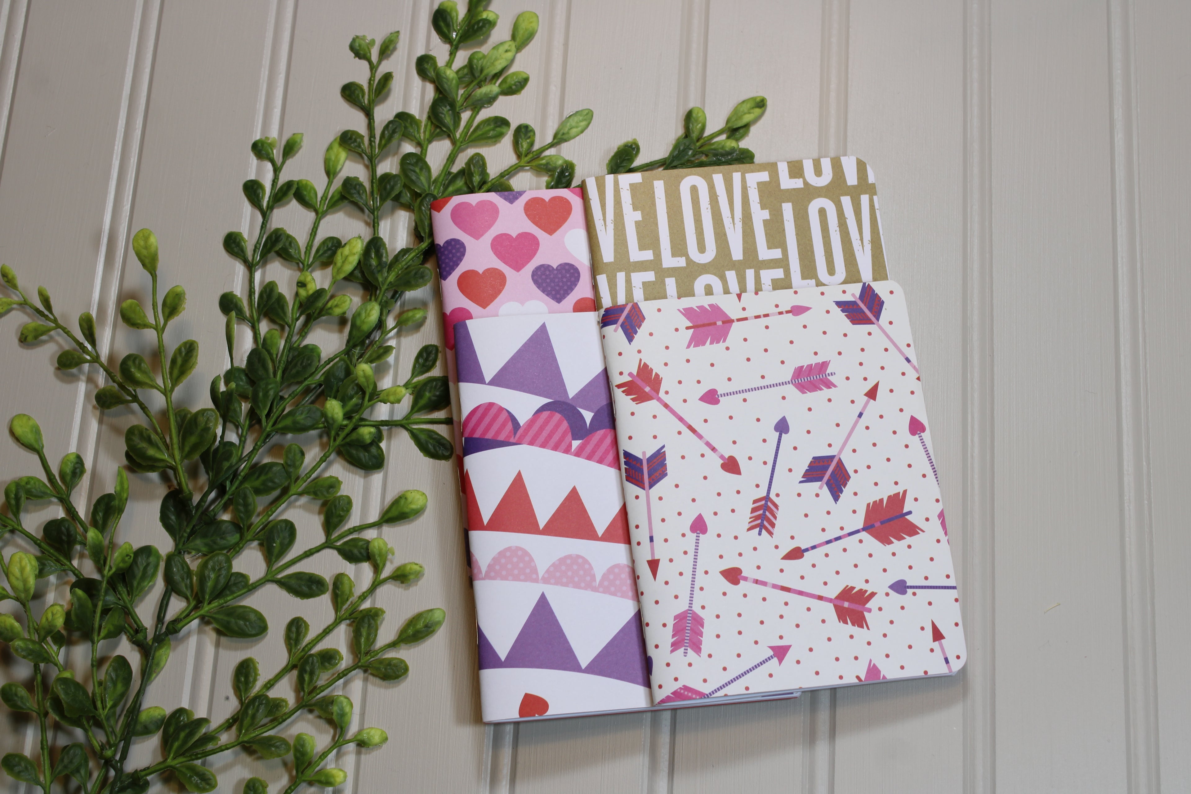 Handmade Notebook Set – 4 Lined Notebooks – 4x5.25 - Valentine's Day