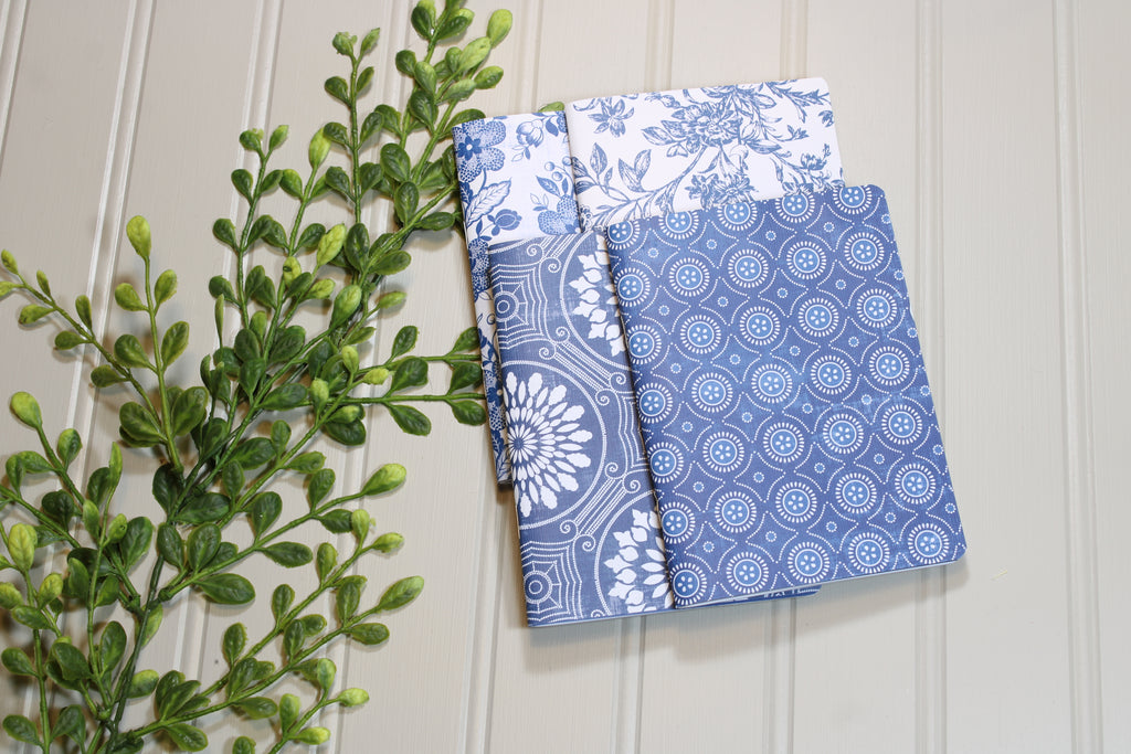 Handmade Notebook Set – 4 Lined Notebooks – 4x5.25 - Something Blue