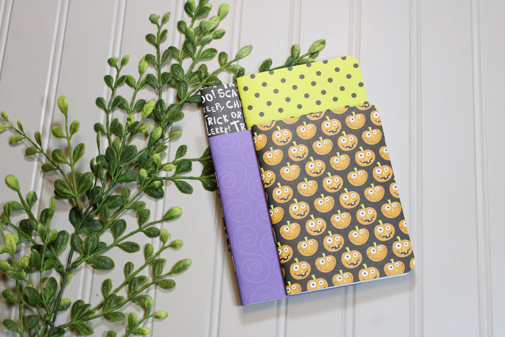 Handmade Notebook Set – 4 Lined Notebooks – 4x5.25 - Halloween