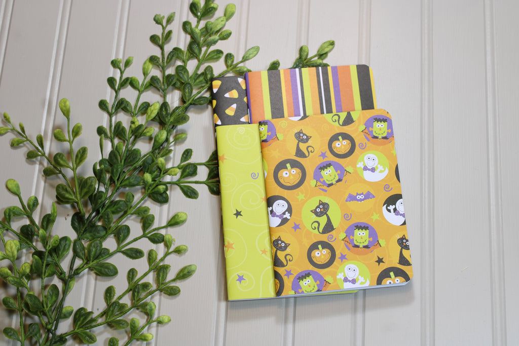 Handmade Notebook Set – 4 Lined Notebooks – 4x5.25 - Halloween