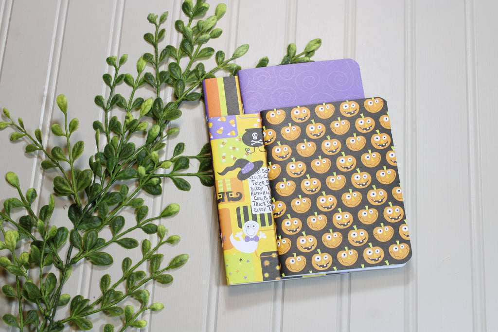Handmade Notebook Set – 4 Lined Notebooks – 4x5.25 - Halloween