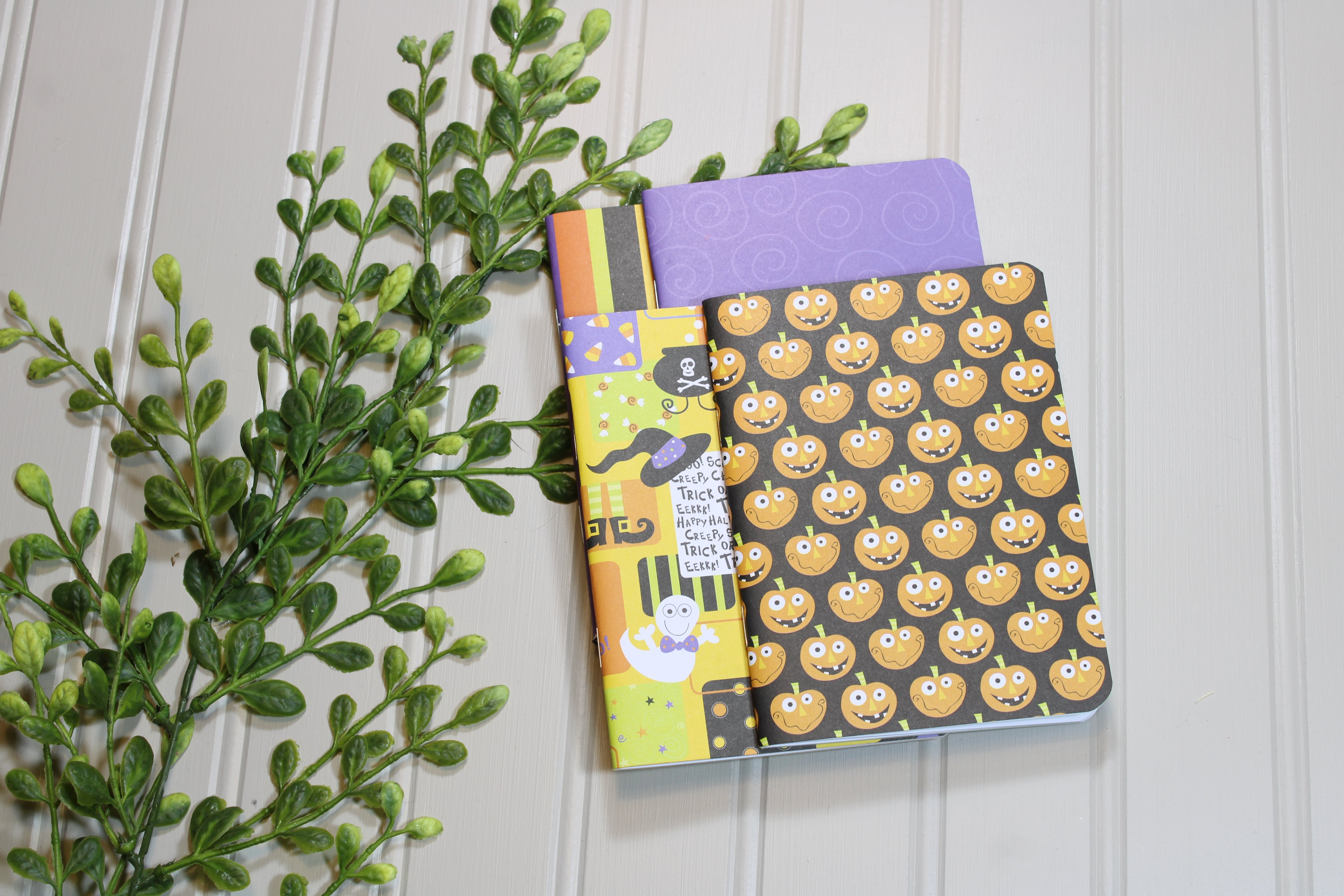 Handmade Notebook Set – 4 Lined Notebooks – 4x5.25 - Halloween